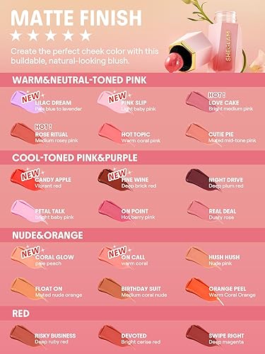 Vista 20 de SHEGLAM Color Bloom - Rubor líquido para las mejillas, acabado mate, Hush Hush