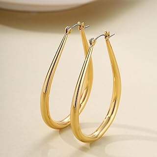 Stylish Silver & Gold Teardrop Hoop Earrings for Women – Lightweight High Polished Earrings, Elegant Jewelry Gift for Every Occasion!