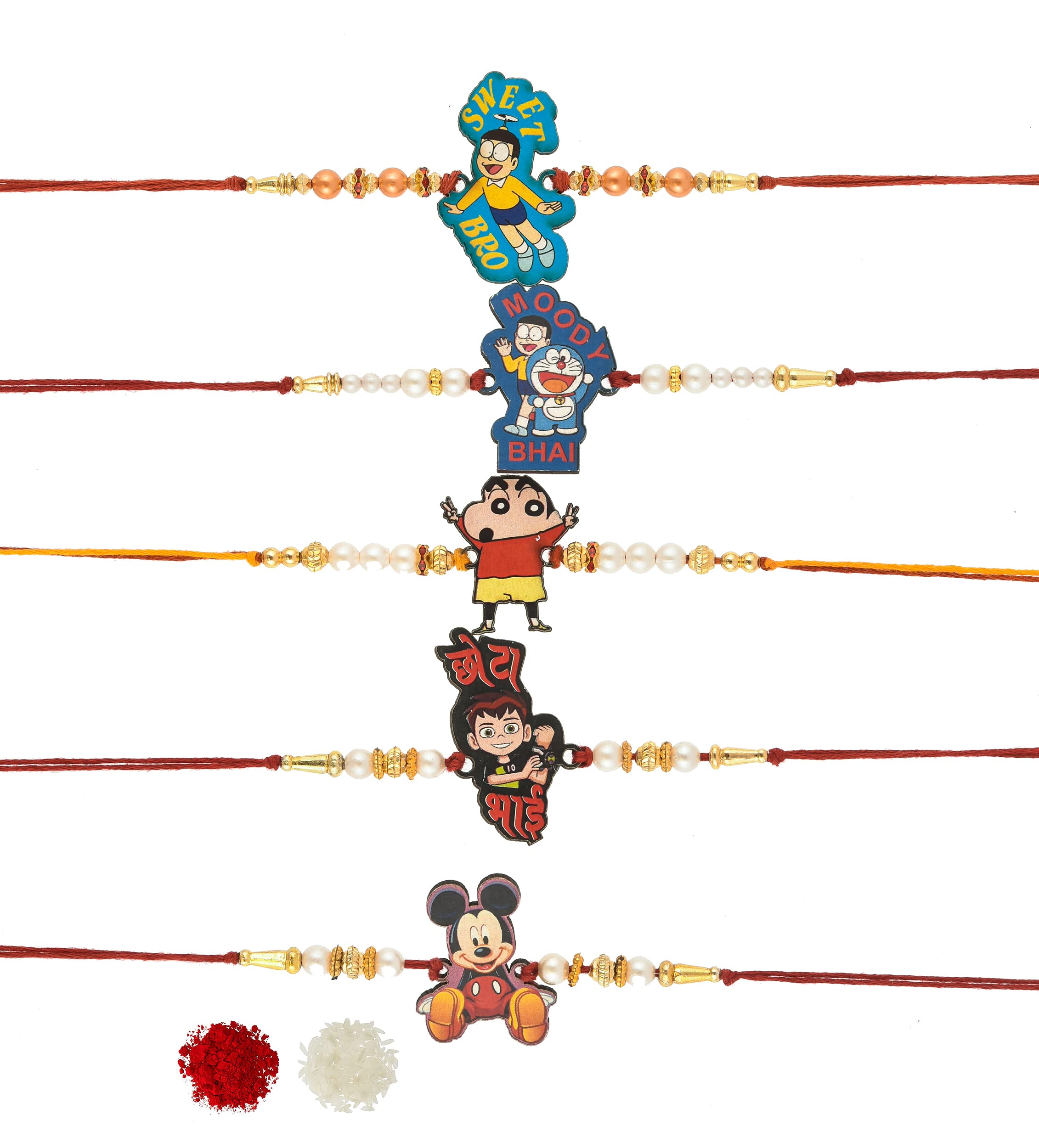 The Click India Designer Wooden Kids Rakhi Set of 5 Gift For Boys/Girls/Brother/Sister/Cousin/nephew/Niece/Children/Bhai (TCI-PMP-RAKHI 5) (B09857SS4B) Amazon Price History, Amazon Price Tracker