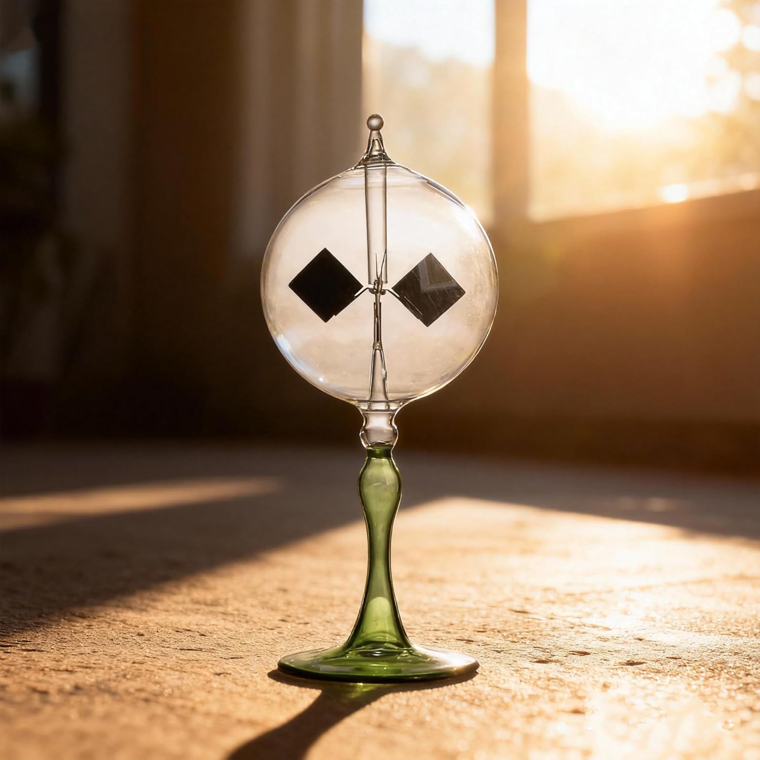 Large Solar Power Crookes Radiometer Gift Home Desk Decoration (Green)