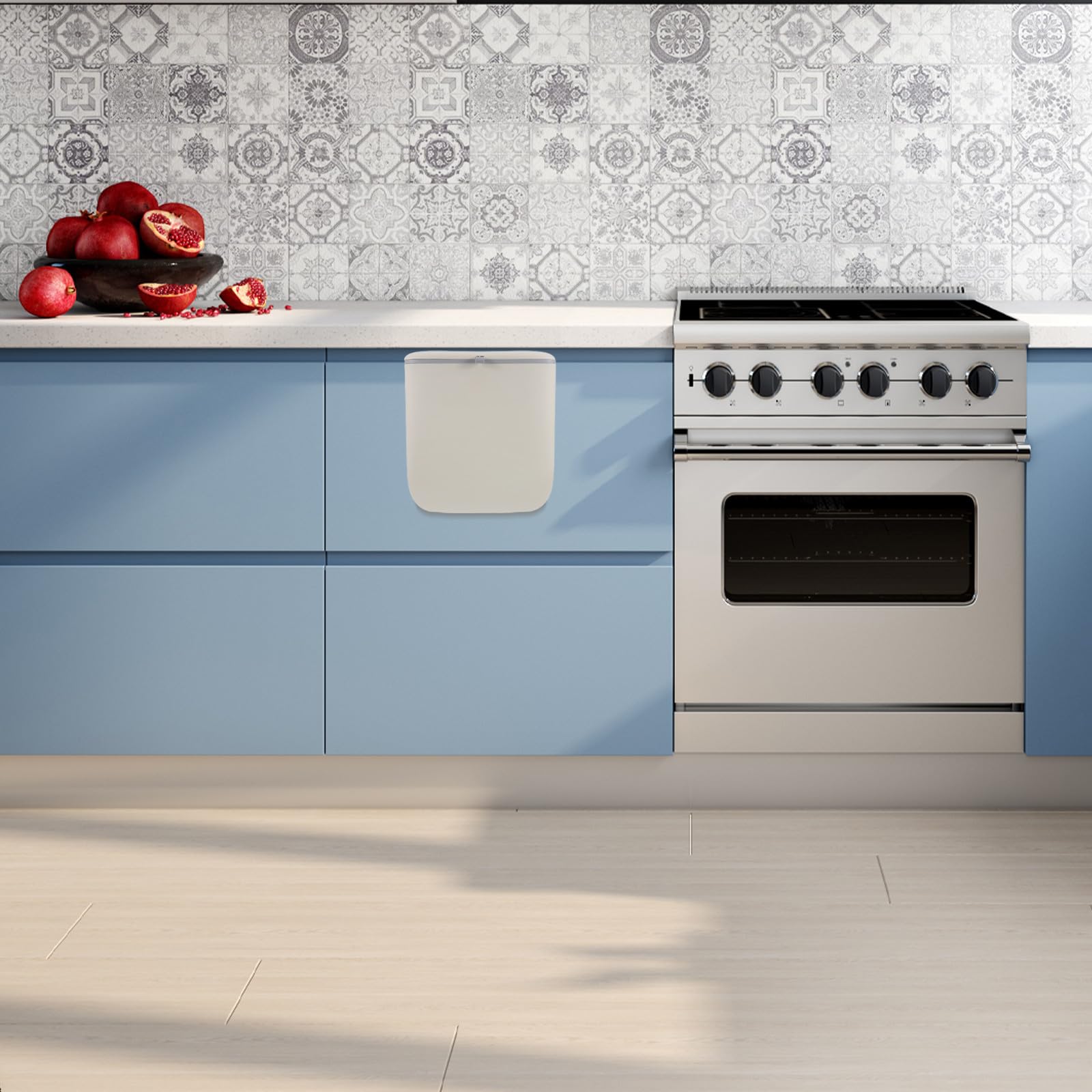 minkissy Einfacher Eleganter Abfalleimer Platzsparendes Design mit Deckel aus Kunststoff Faltbarer Hängender Küchenmülleimer zum Aufhängen für Badezimmer und Küche