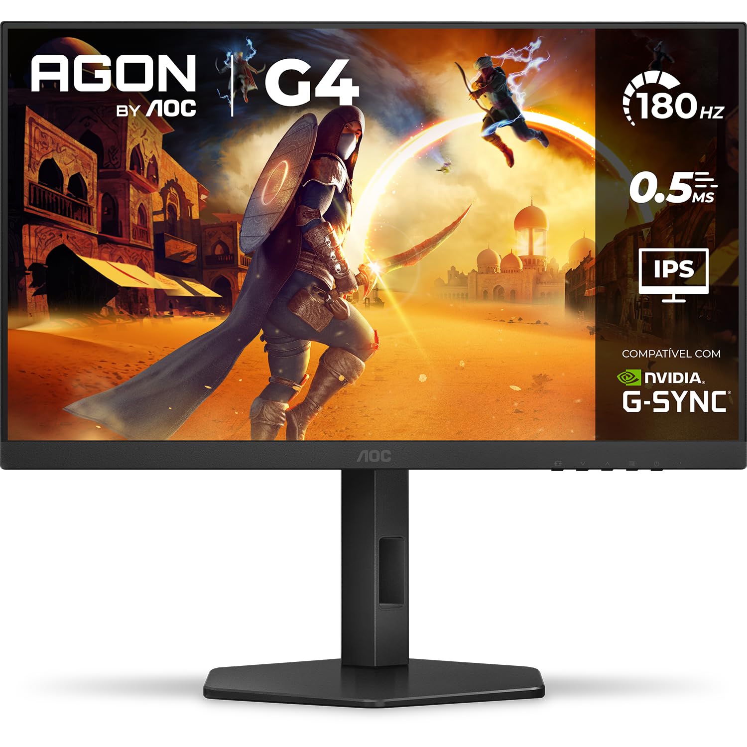 AOC ゲーミングモニター 平面 27インチ 180Hz AOC, Monitor Gamer G4 27” 180Hz, 27G4/P, 0,5ms IPS, com Ajuste de