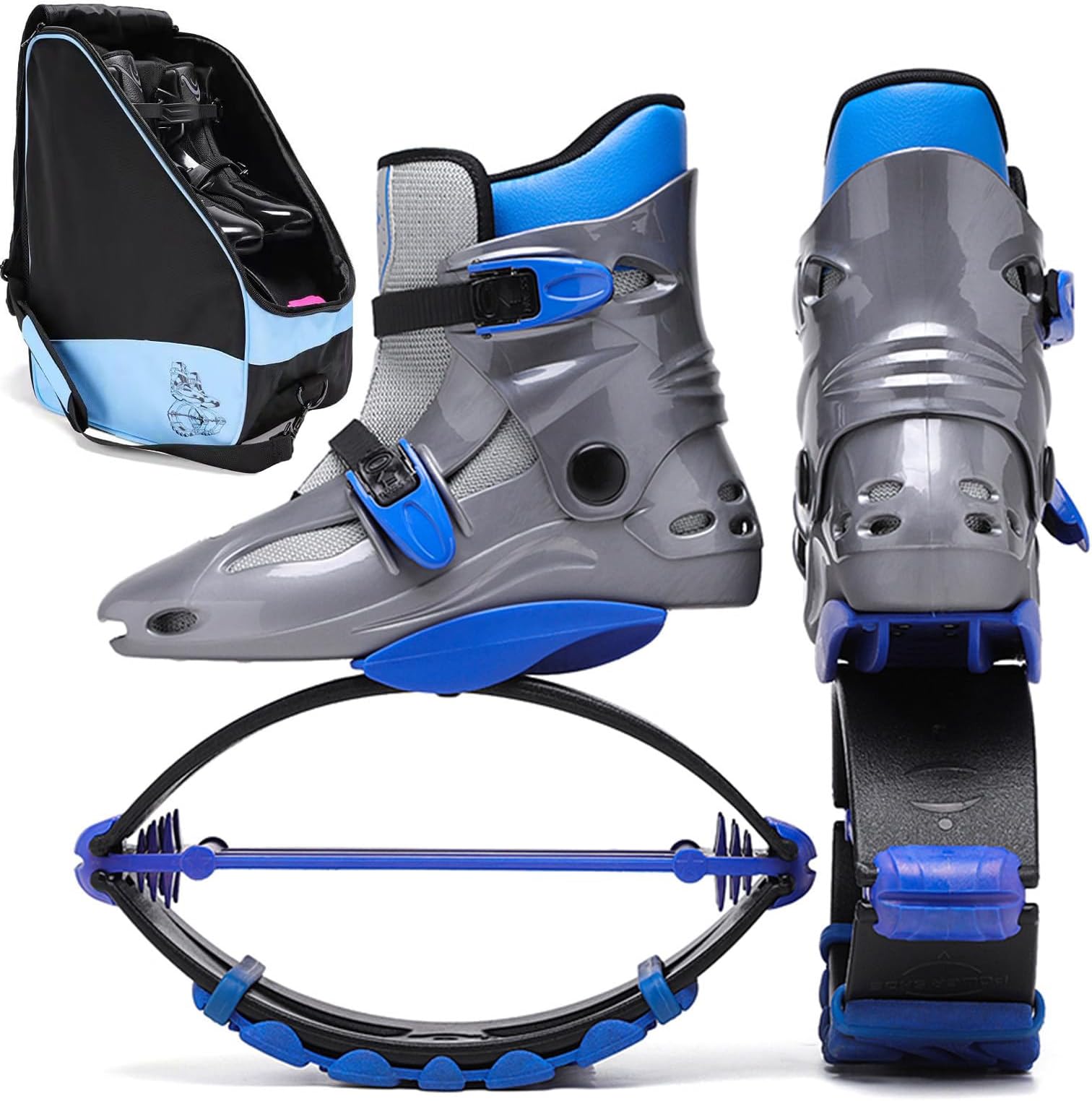 CHHMAELOVECHHMAELOVE 7 Color Adults Anti-Gravity Jumping Shoes with Shoe Bag, Breathable And Safe Running Boots Bouncing Sport Fitness Slimming Shoes,Weight Load Range 20-110KG,GreyBlueS20-40kg