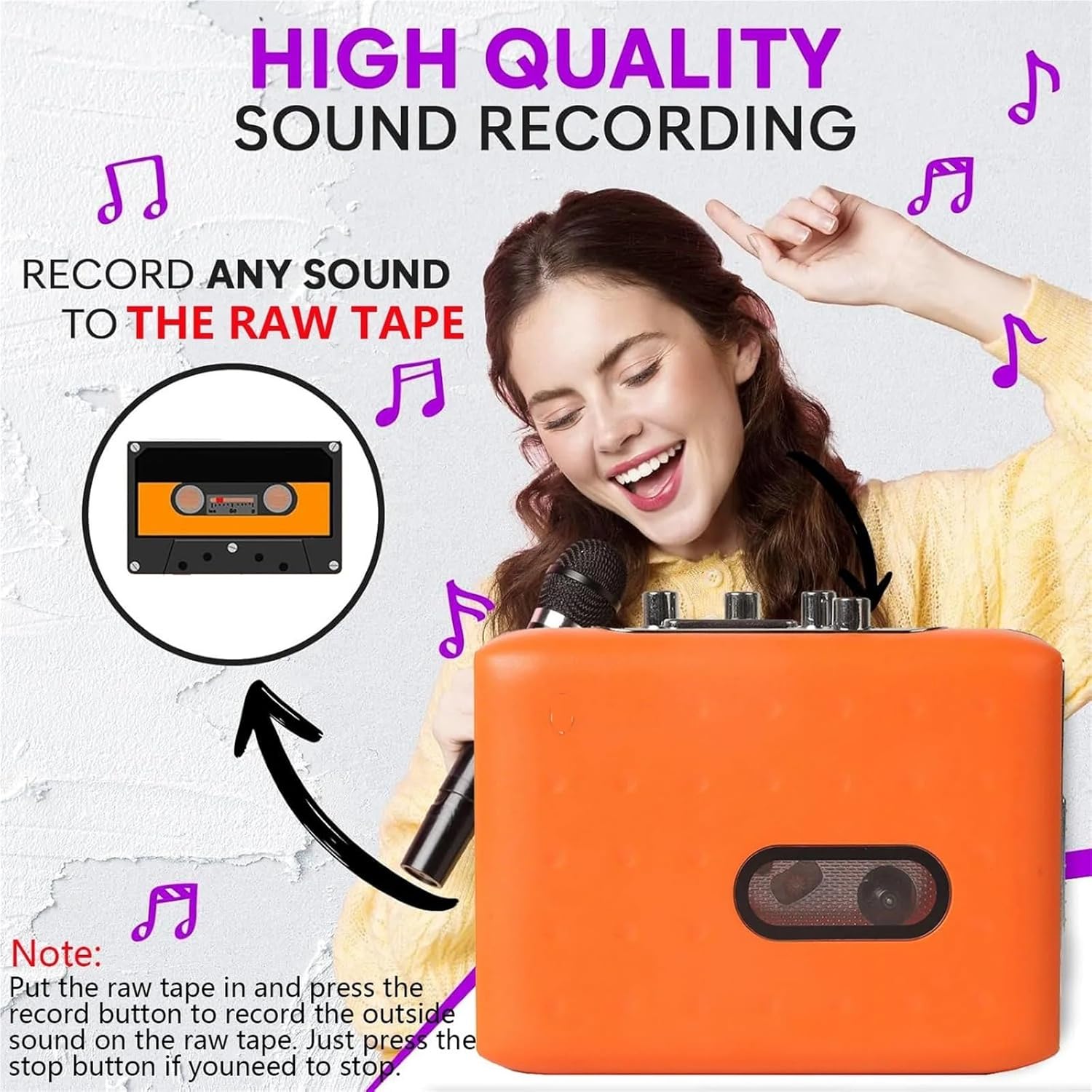 Cassette Players Portable Cassette Player Recorder Built in Mic USB C Tape to MP3 Converter with Headphone(TON771 Black)
