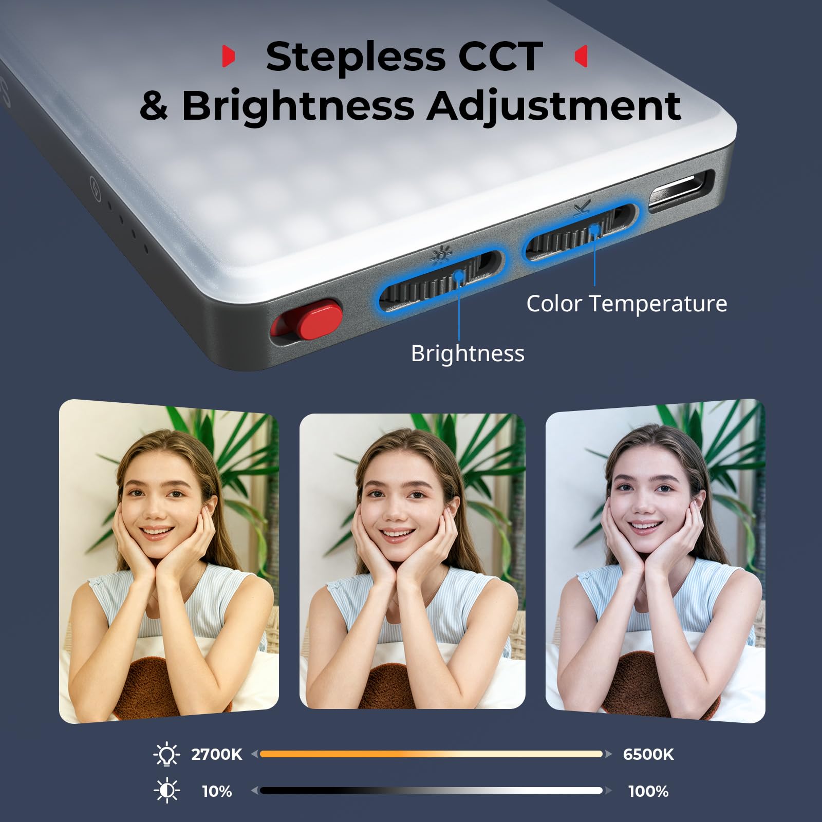 SMALLRIG M3 Luce LED Video Magnetica per Selfie con Clip, 120 LED 2000mAh Ricaricabile CRI90+, 2700K-6500K, Illuminazione di Riempimento Portatile con Clip per iPhone, iPad, Fotocamera/Laptop - 5505