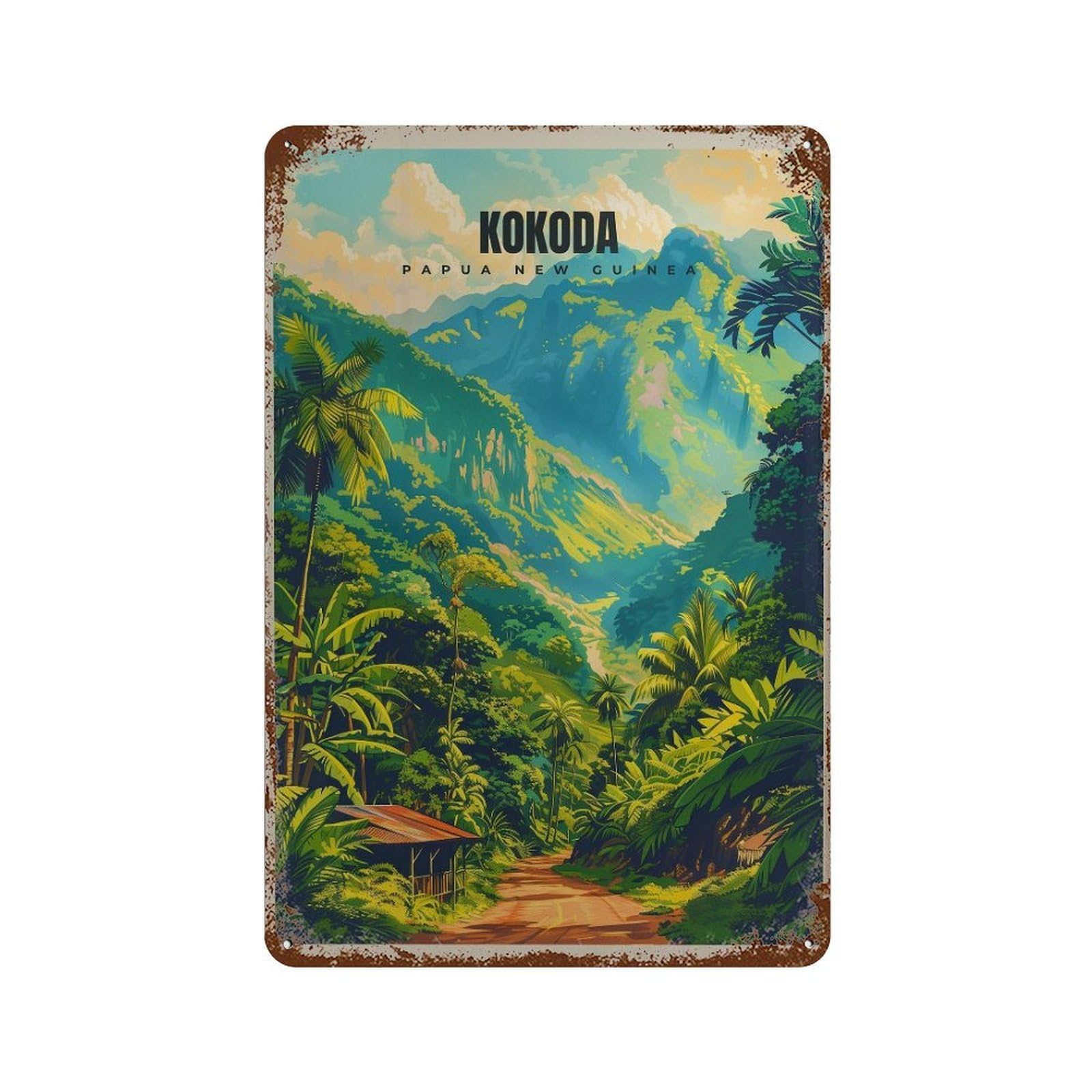 xiaoxiaoshen Kokoda Trail Papua New Guinea Travel Wall Decor Art Metal Tin Poster Modern Home Decor Art Home Bar Shop Decorations Vintage Sign 30x20cm