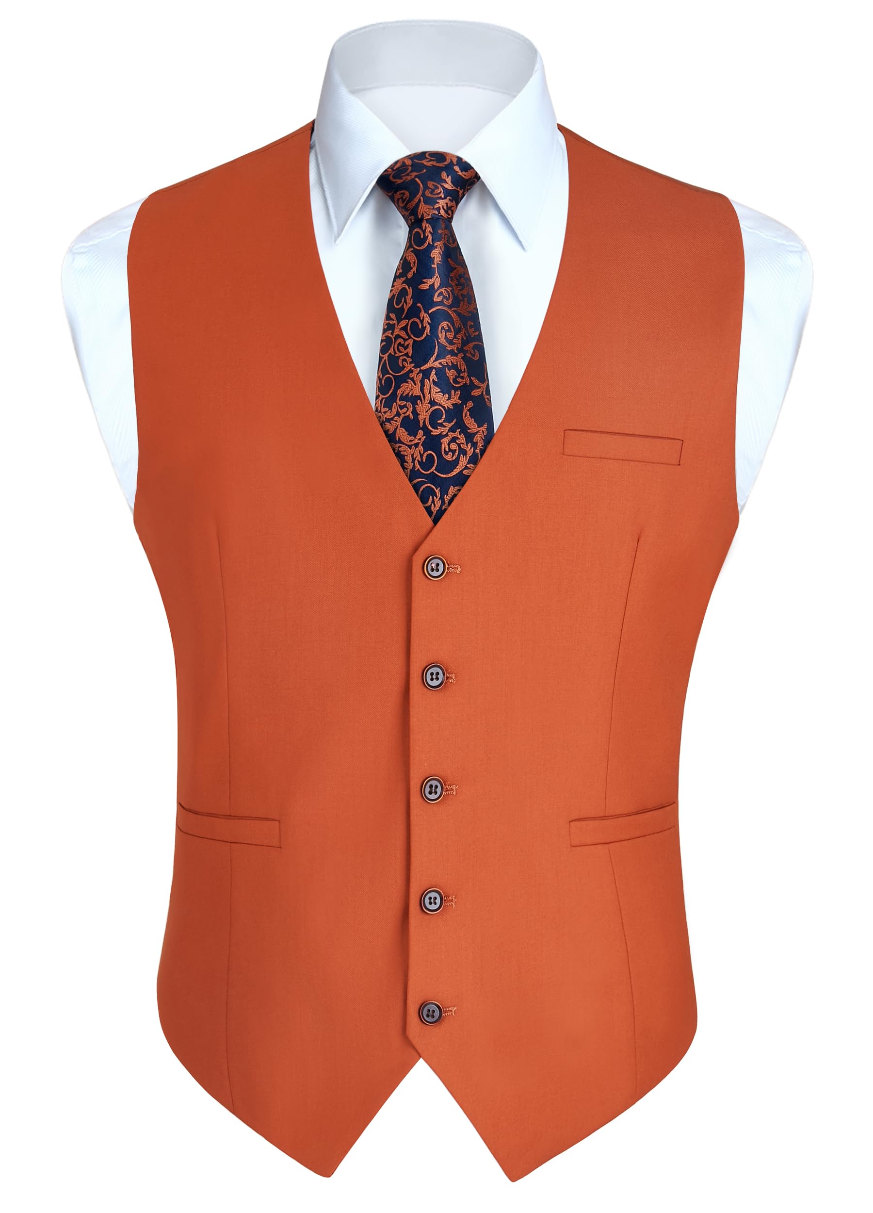 HISDERN Chaleco formal de fiesta de boda para hombres Chaleco de algodón de color solido