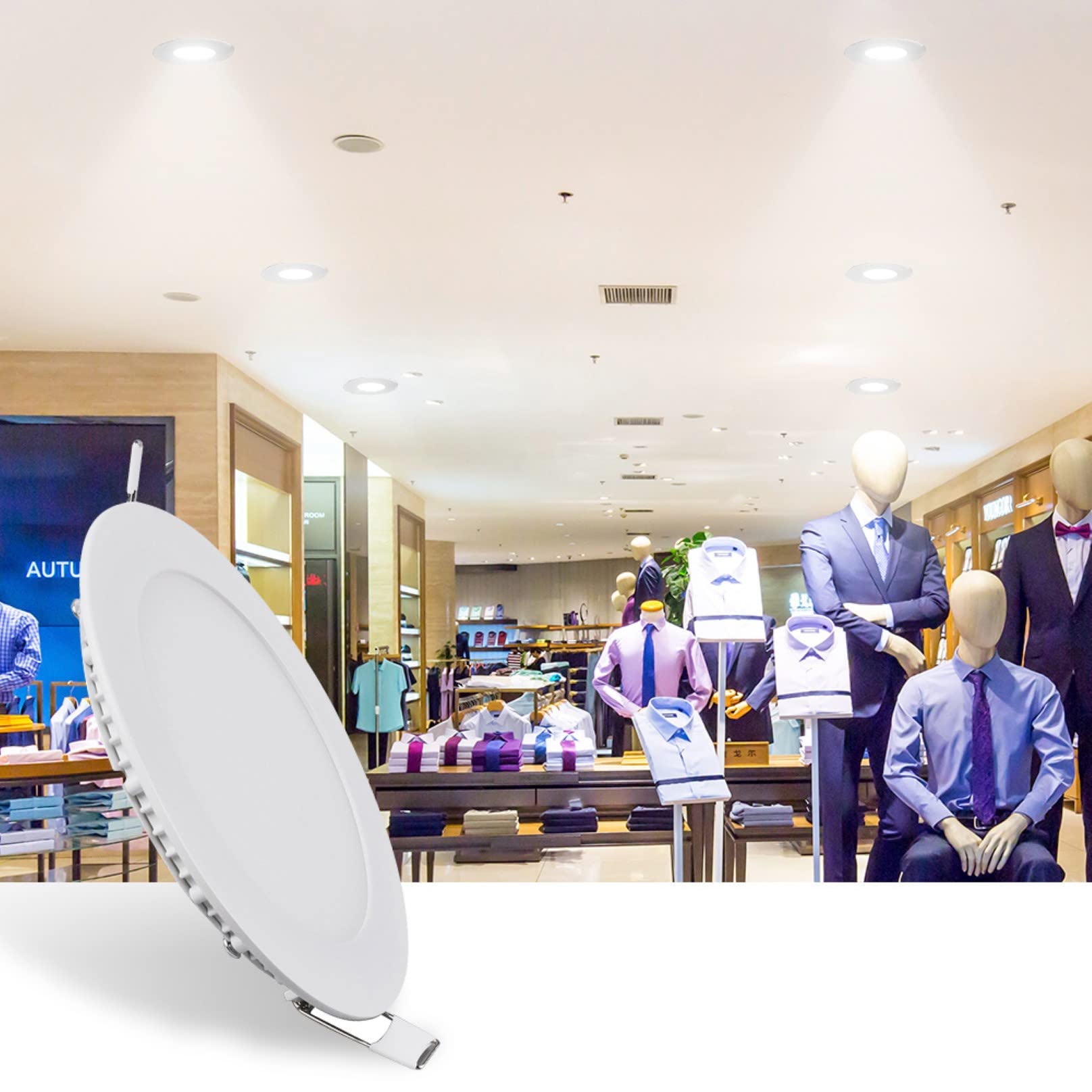 TTiiLoe 9W LED Recessed Ceiling Light, 6500K Cold White Ultra-Thin Spotlight, Hole ? 130 mm, 540lm LED Integrated Downlight for Hallway Corridor Kitchen