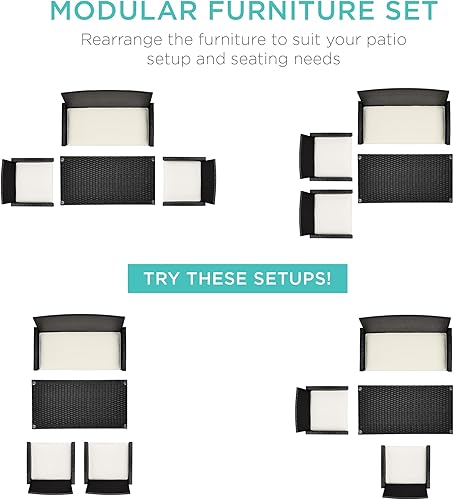 Miniatura 104 de Best Choice Products Juego de muebles de conversación de patio de mimbre al aire libre de 4 piezas para patio trasero con mesa de café, cojines de