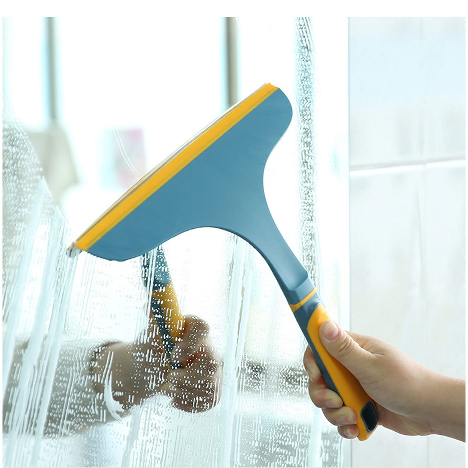 Rasquetas para Ducha, Limpiaparabrisas de Doble Cara for Ducha hogar y Coche, raspador Vidrio, Azul PP+TPR