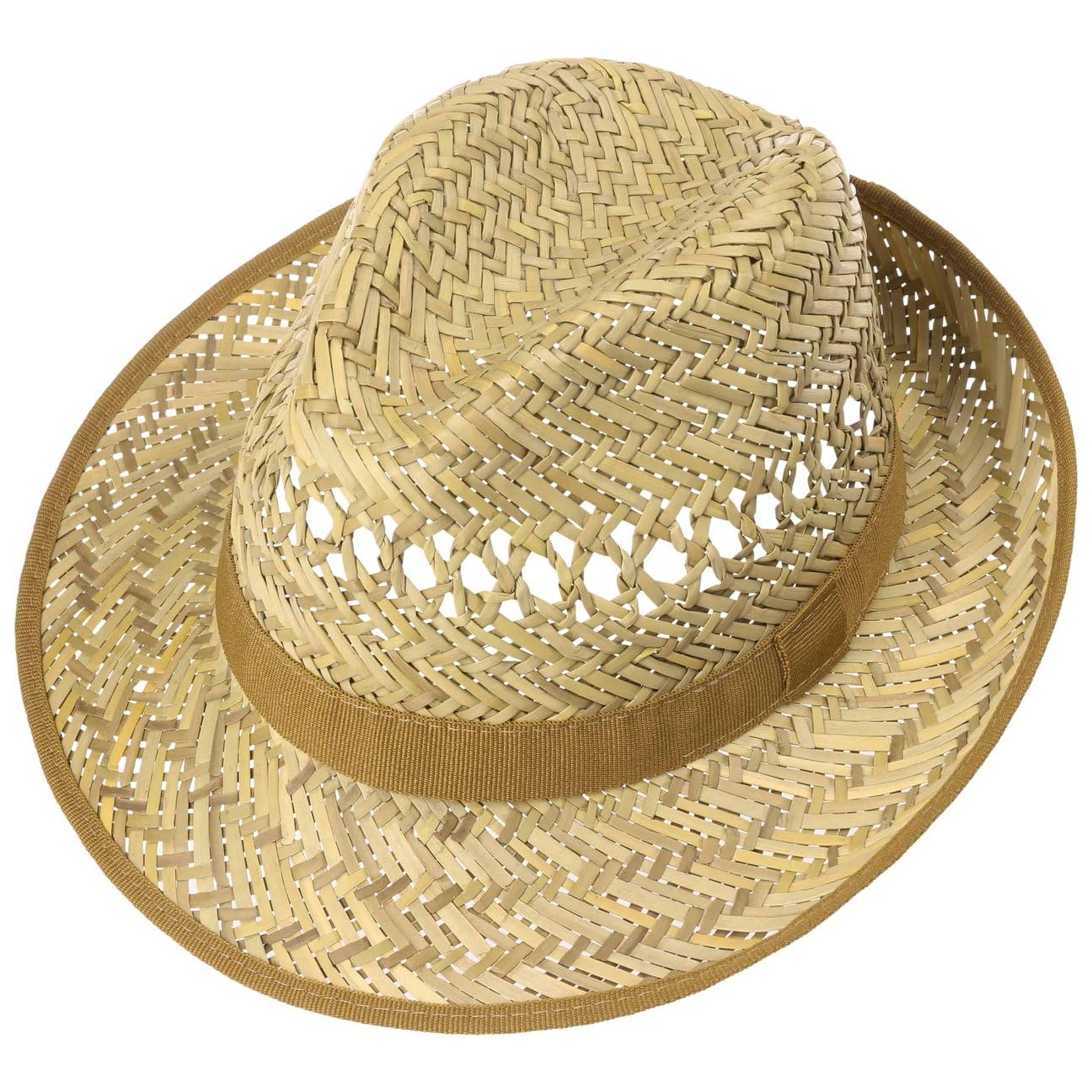 Lipodo Carovigno Chapeau Fedora en Paille avec Couronne aeree Fabrique en Italie Unisexe Printemps Ete