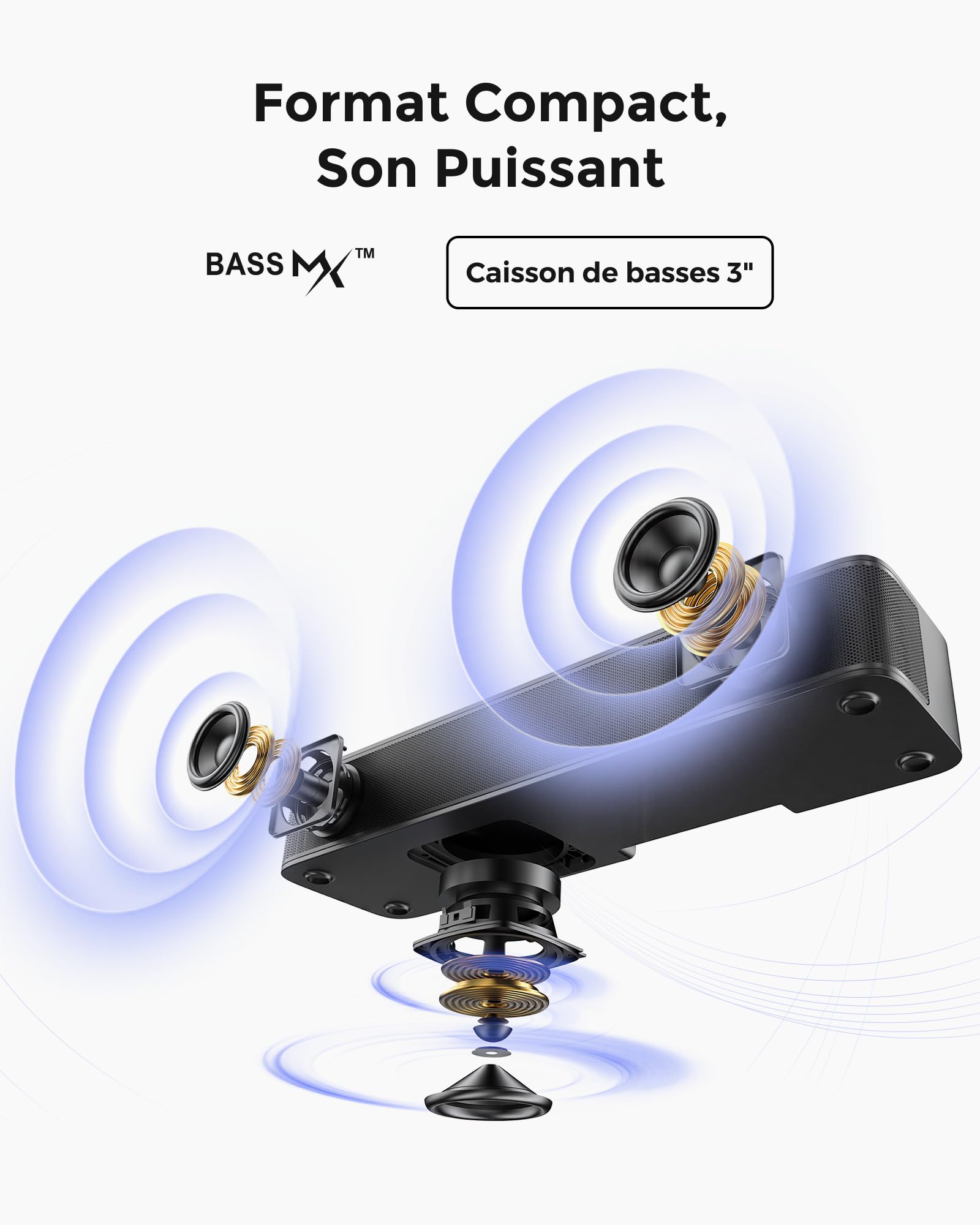 ULTIMEA Poseidon M20 Pro Barre de Son TV 2.1ch, 132W, Caisson de Basses Intégré, BT 5.4, 16 Pouces