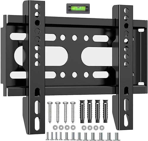 Soporte fijo de pared para TV para la mayoría de televisores y monitores planos de 14 a 42 pulgadas, soporte de TV pequeño ultra delgado Max VESA