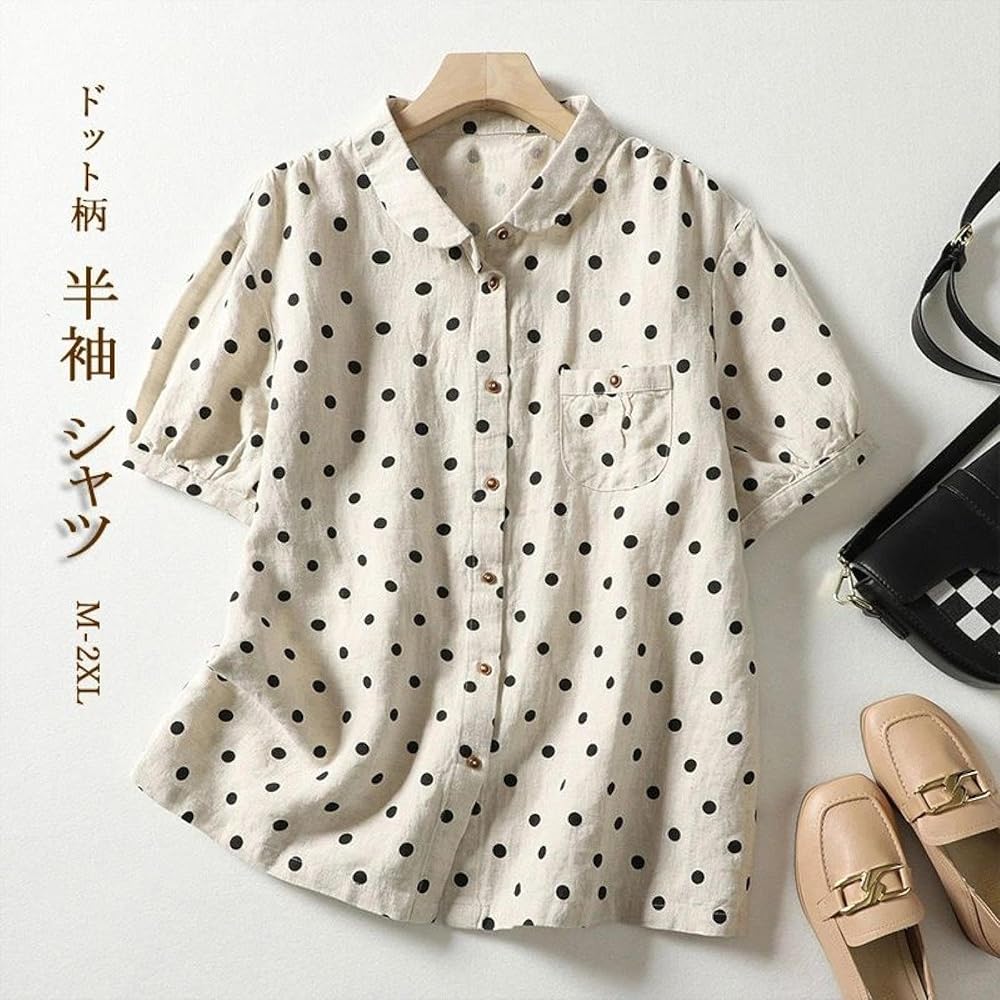 Amazon | 半袖シャツ シャツ ブラウス シャツブラウス