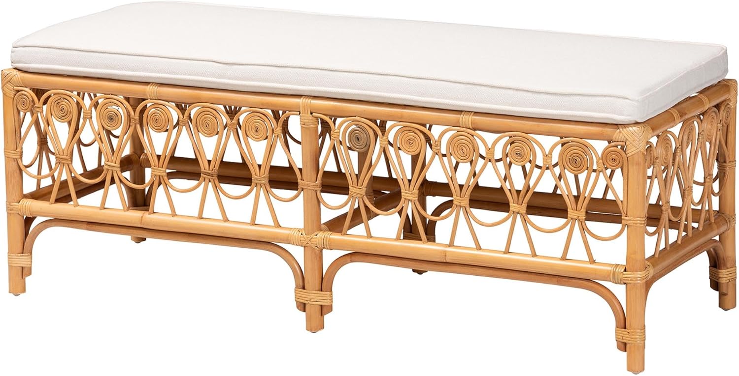 Bali & pari Ibiza Modern Bohemian Natural Rattan Accent Bench