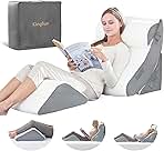 Kingfun 4pcs Orthopedic Bed Wedge Pillow Set for Post Surgery, Memory Foam for Sleeping, Adjustable Leg, Back and Arm Support, Sitting Up and Rest Pillow with Travel Bag