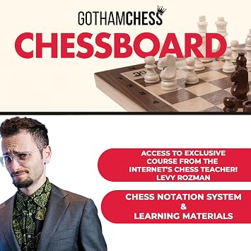 GothamChess Board | Foldable & Portable, Magnetic Chess Pieces, Organized Fitted Storage, Includes Course by International Master Levy Rozman, Game for Families & Adults | 15.75 x 15.75