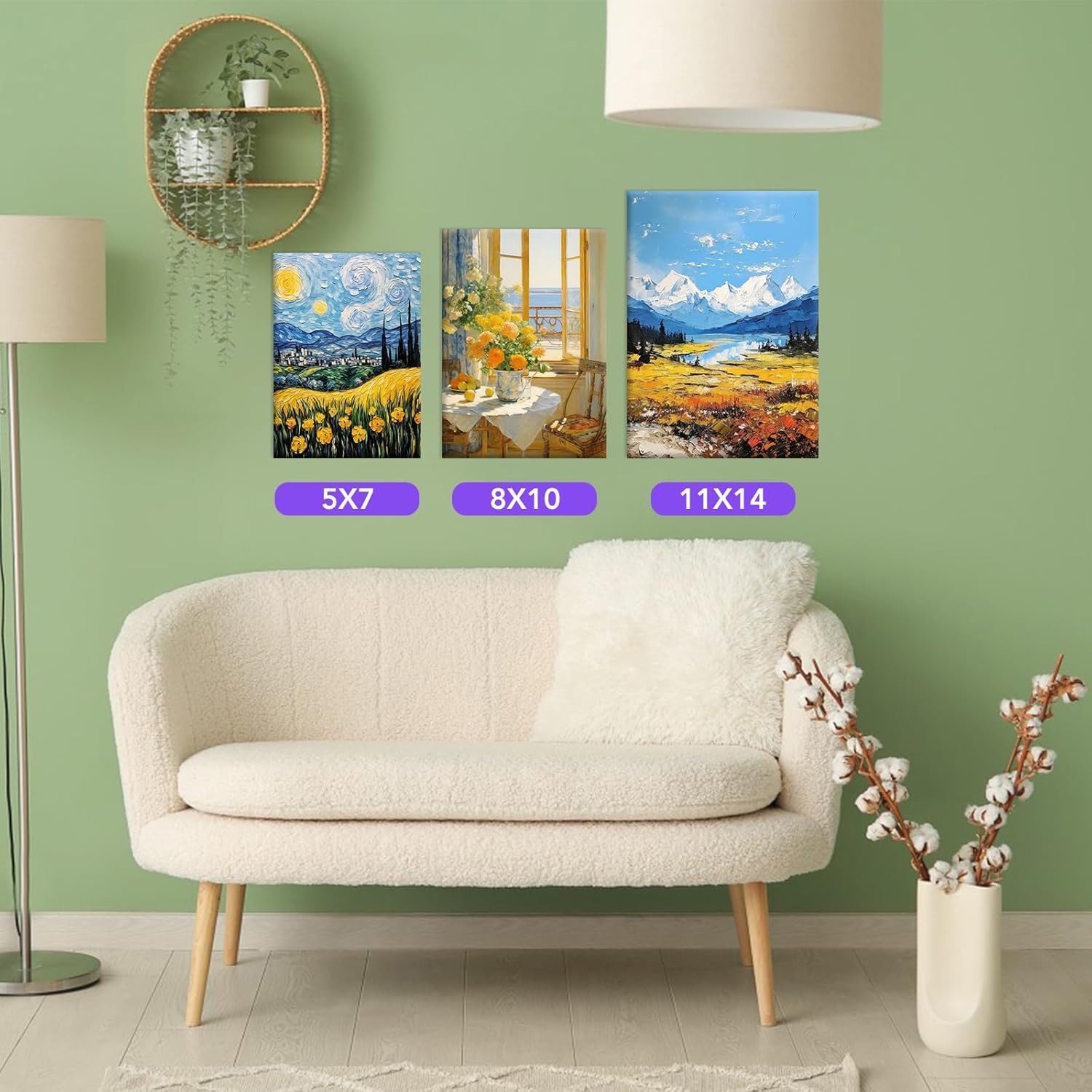 ESRICH Stretched Canvas for Painting, 24 Multi Pack 11x14, 8x10, 5x7(8 of Each) Blank Canvases for Painting, Primed Paint Canvas for Oil Paint, Acrylic Paint, for Beginners, Artists. - Image 7