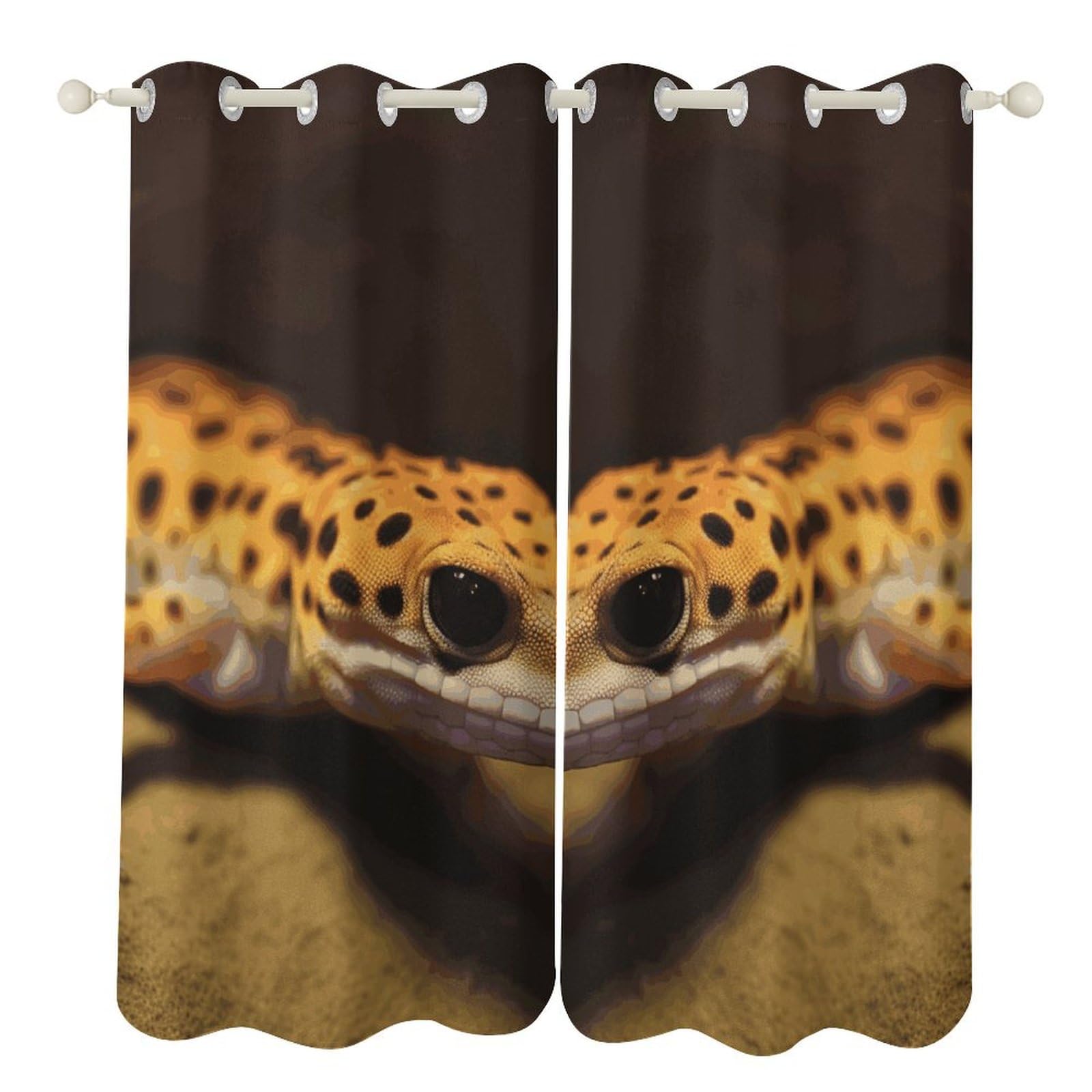 Rideaux occultants bleu marine pour chambre et salon motif gecko léopard