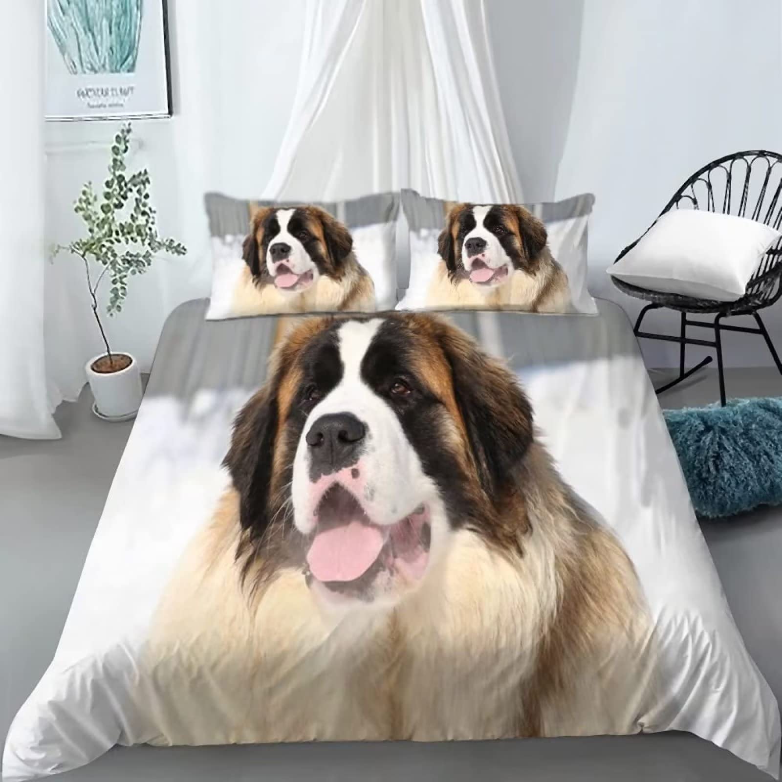 Parure de lit 220x240 adulte anti-plis avec housse de couette imprimé animal