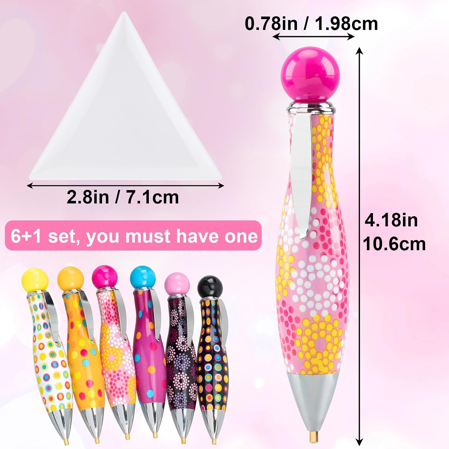 Pndeyo 6pcs Colorful 5D Diamond Art Pens with Tray, Round Square Diamond Beads Painting Tools for Adults