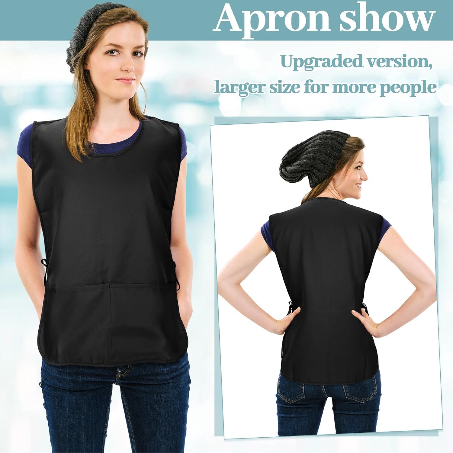 Suhine Cobbler Smock Apron with 2 Deep Pockets and Side Ties Unisex Apron for work kitchen - Image 4