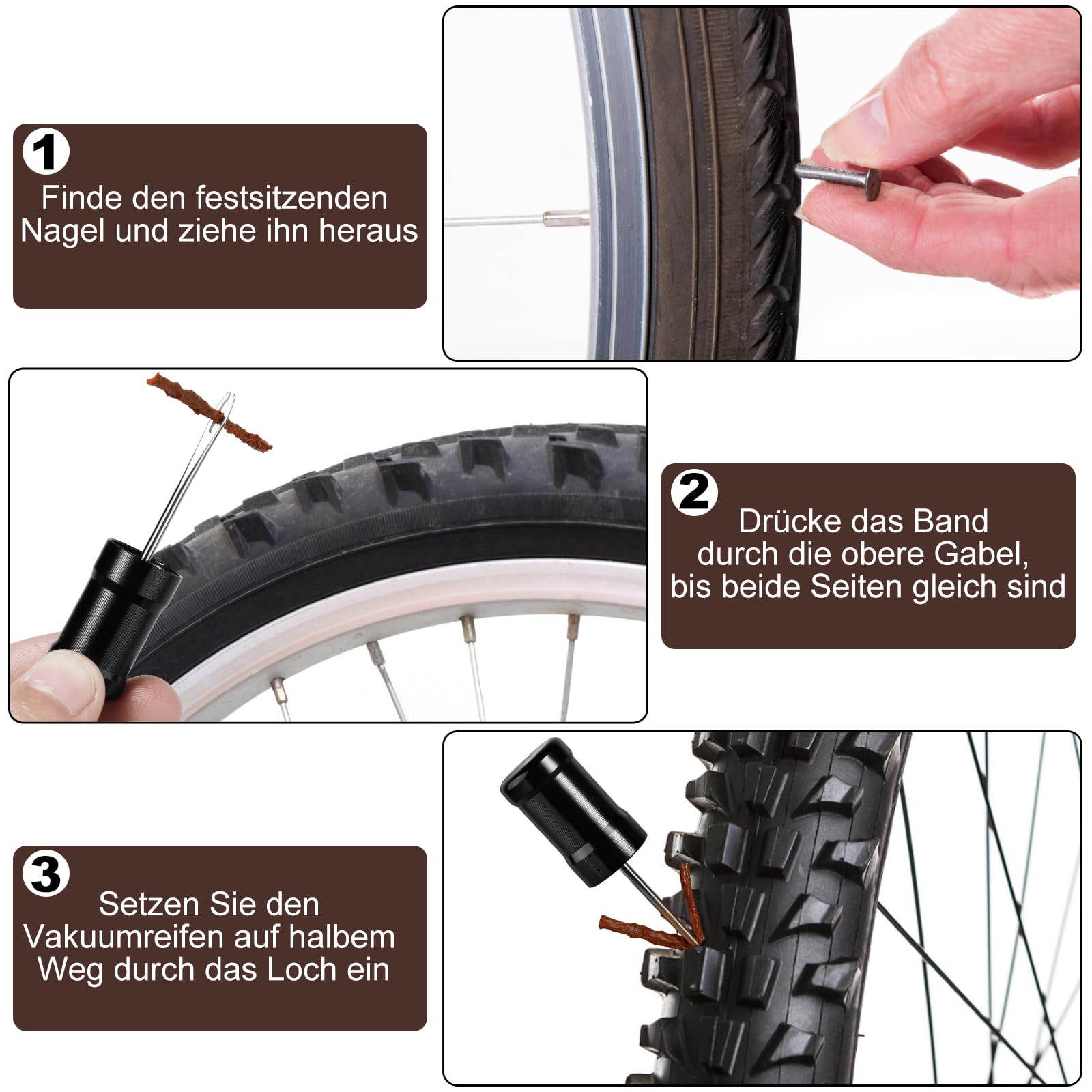 ZTTO AMZ-BSBT1G2 Kit Riparazione Rapida Tubeless Per MTB E Bici Da Strada - Strumento Nascosto Nel Manubrio - 5