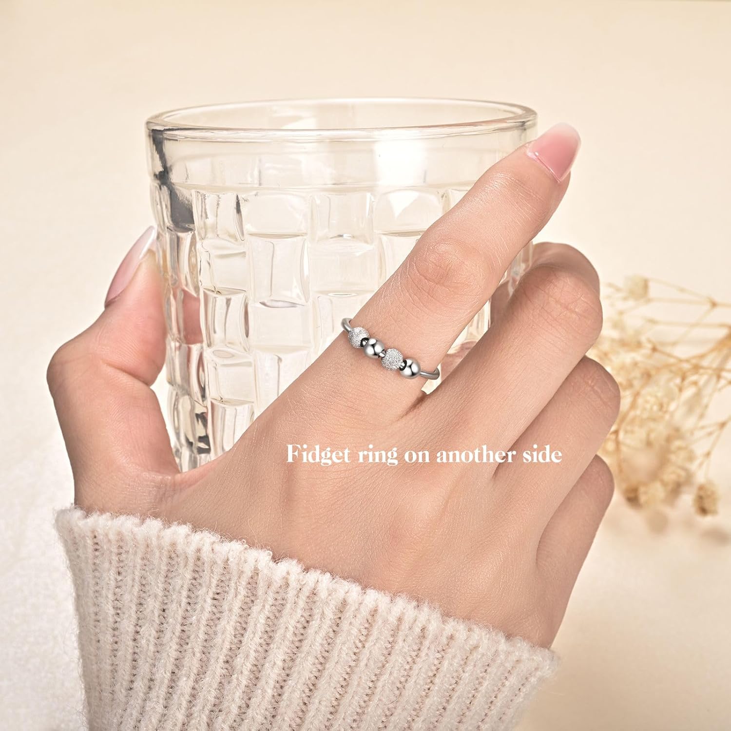 Just Breathe Rings Anxiety Rings for Women 925 Sterling Silver Adjustable Fidget Rings Anti-Anxiety Jewelry Gift - Image 3