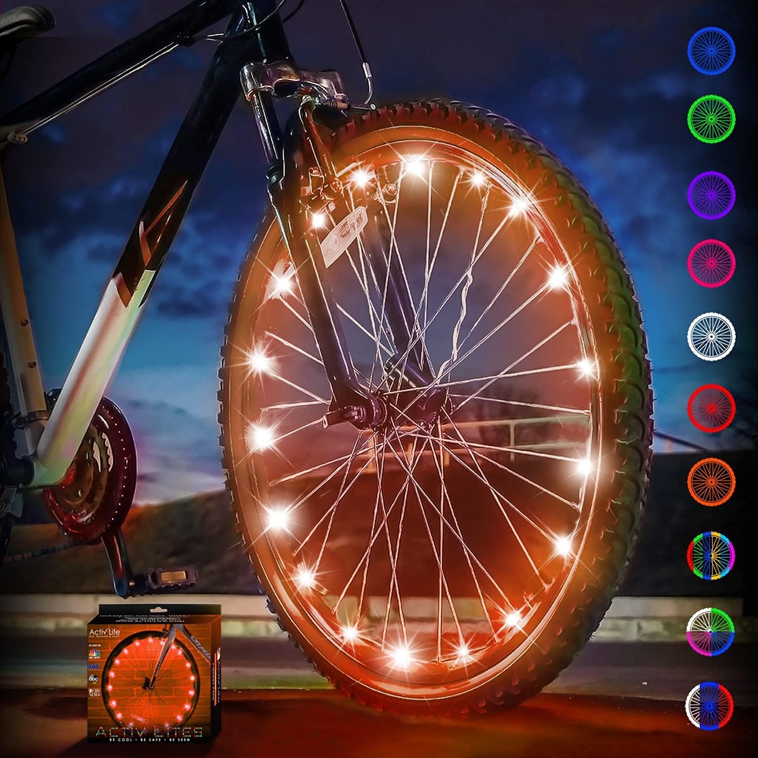 ActivLife LED Bike Wheel Light! With Battery! Looks 100% Bright From Any Angle, For Ultimate Safety And Style! (1 Tire Pack)
