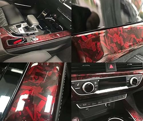 Miniatura 4 de ASENDIWAY Rollo de vinilo de fibra de carbono forjado rojo brillante para automóvil, cinta adhesiva estirable para liberación de aire, decoración de