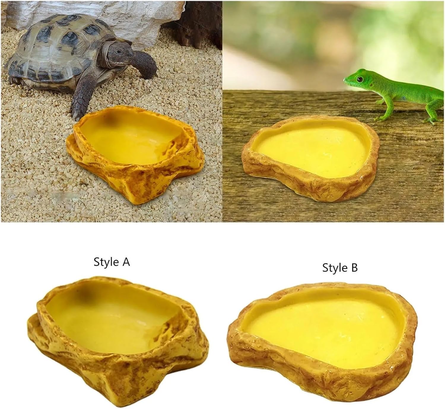 Reptile Water Bowl Terrarium Water Dish Reptile Food Dish Feeding Bowl for Frog Bearded Dragon Tortoise Turtle Leopard Gecko(12x9x3cm)