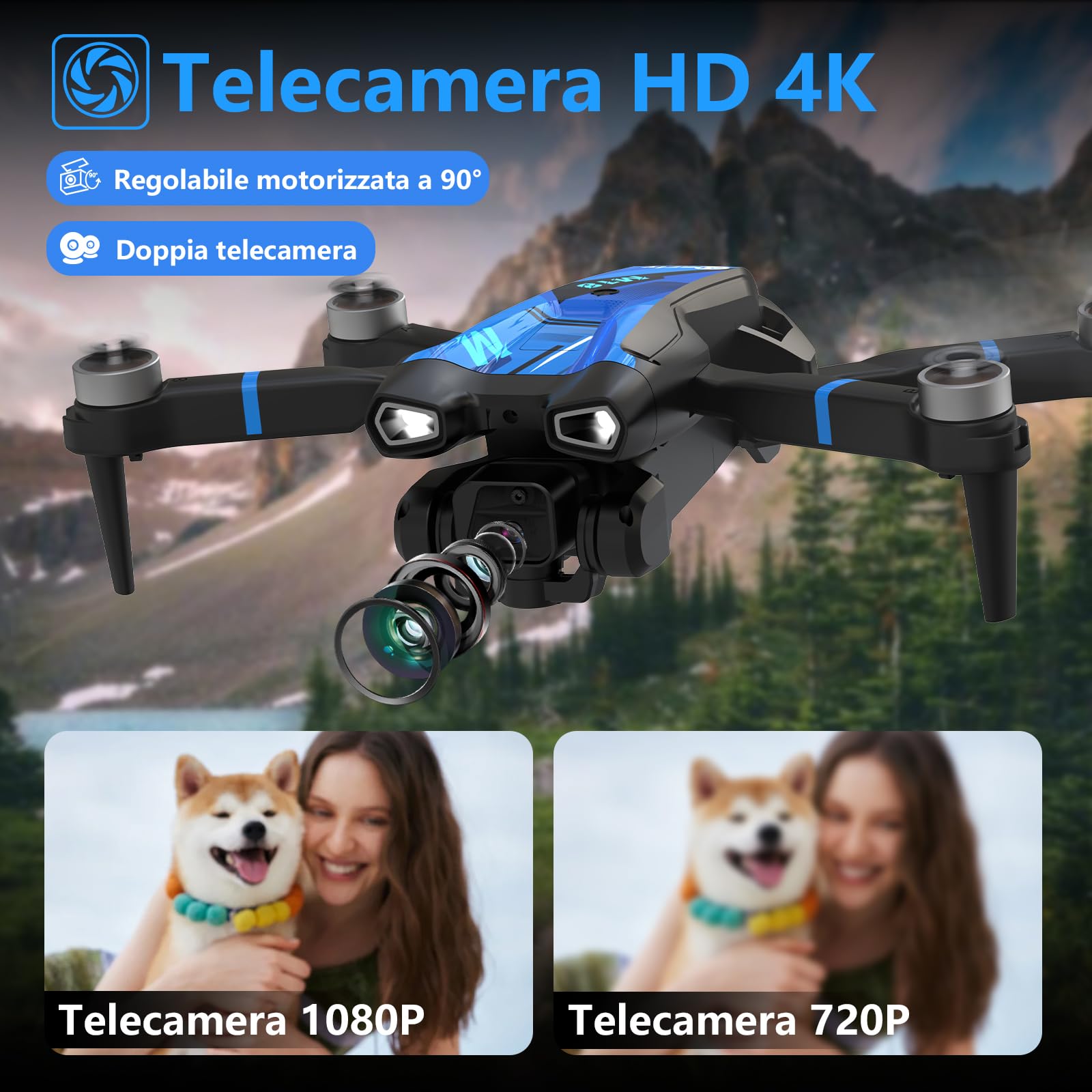 Drone con Fotocamera 4K Mini Drone Con Telecomando LCD 3D Flip Design Pieghevole Telecomando Ricaricabile 3 Velocità Quadricottero RC per Principianti M18LCD