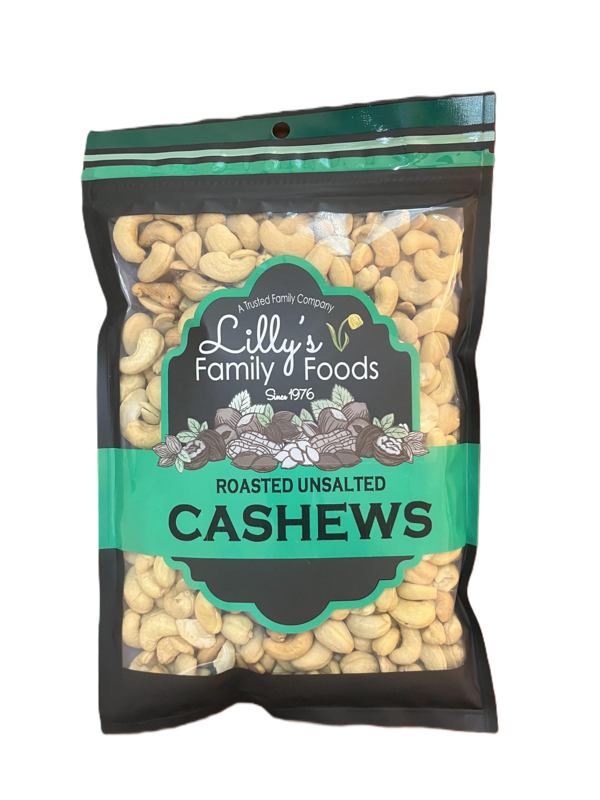 Lilly's Family Foods Roasted Unsalted Cashews (1 LB)