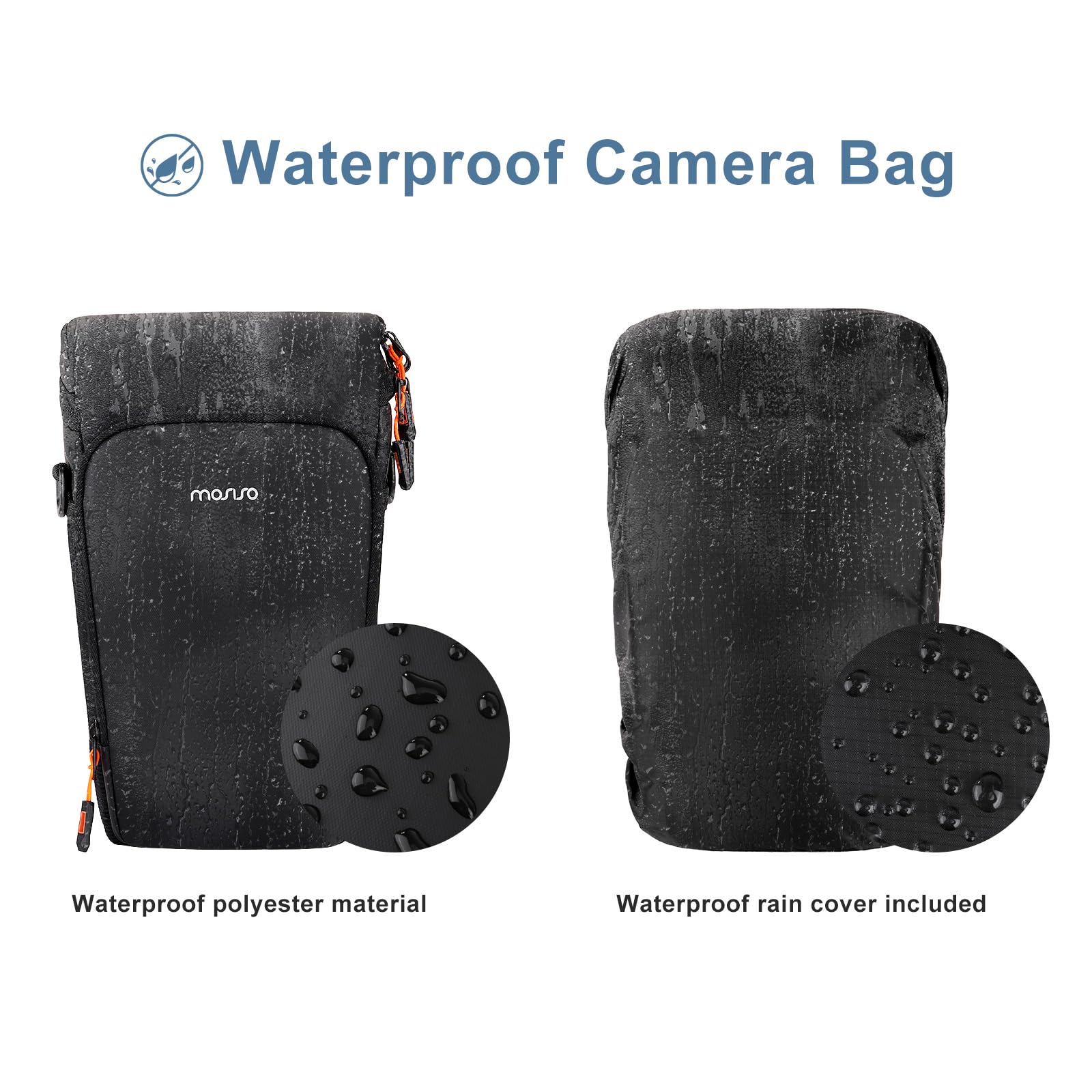 MOSISO Sac à Camera Photographie, Croisé à Accès pour Appareils Photos DSLR/SLR Kit Objectif, Housse Rembourrée avec Hose de Pluie & Ceinture Épaule Réglable, Sacs Photo pour Canon/Nikon/Sony,Noir