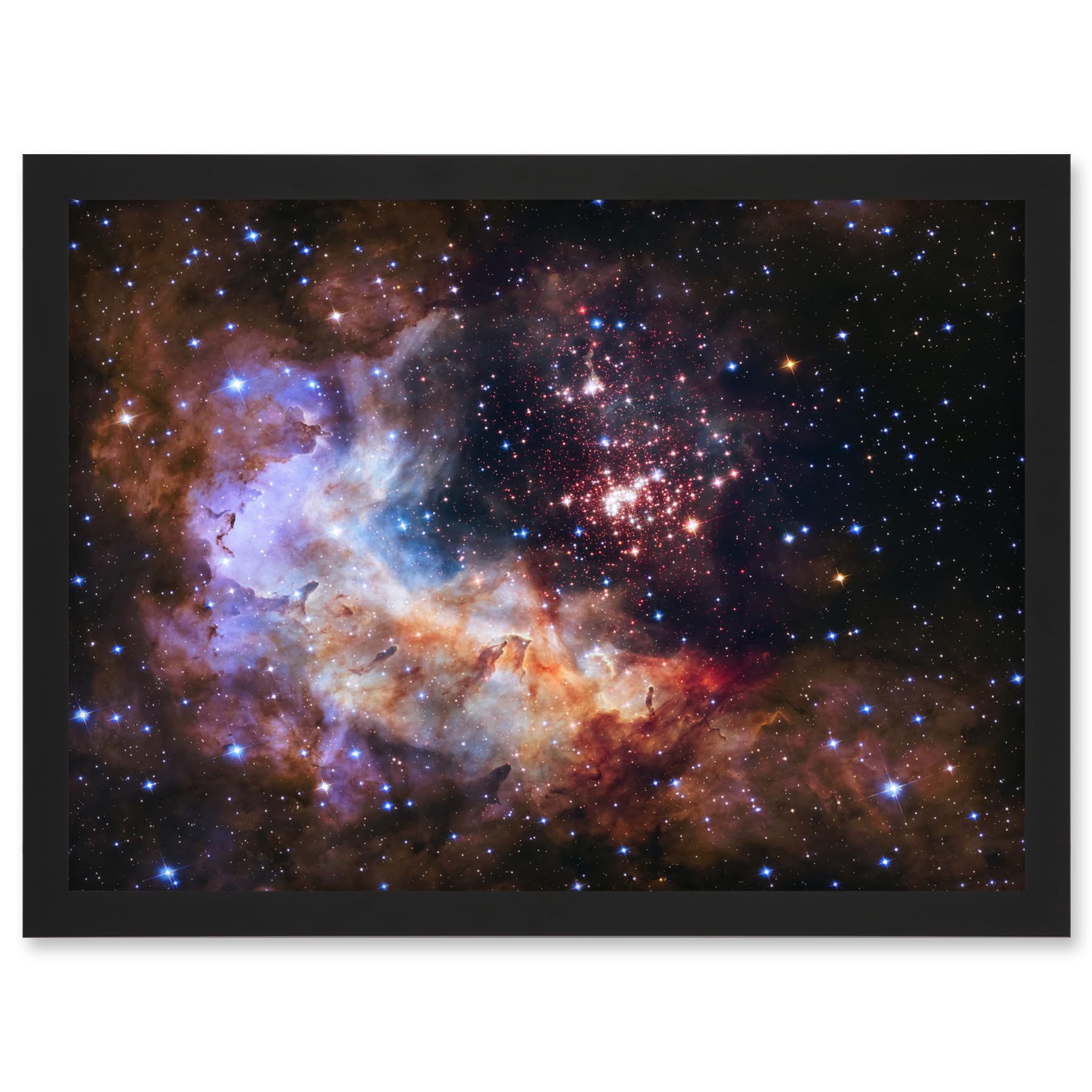 Artery8 Hubble Space Telescope Image Nasa Unveils Celestial Fireworks 25th Anniversary Giant Cluster Westerlund 2 Colourful Nebula Dust Pillars Gas Clouds Artwork Framed A3 Wall Art Print
