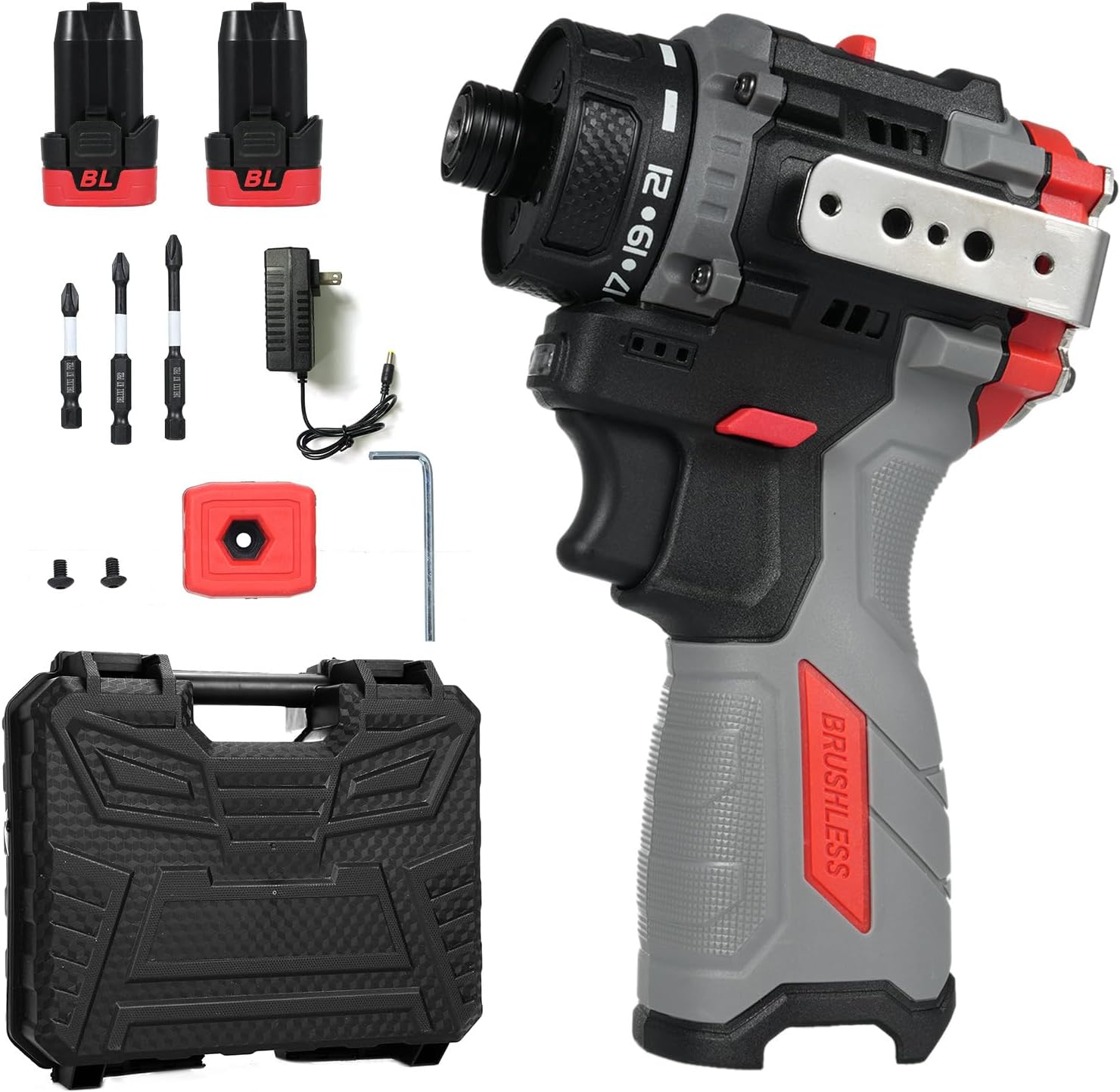 Irfora 16.8V Brushless Power Screwdriver + Hammer 45Nm 1600RPM Lithium Screwdriver Kit Electric Screw Driver with Torque Adjustable 2 Speed Control for Wood PVC ABS