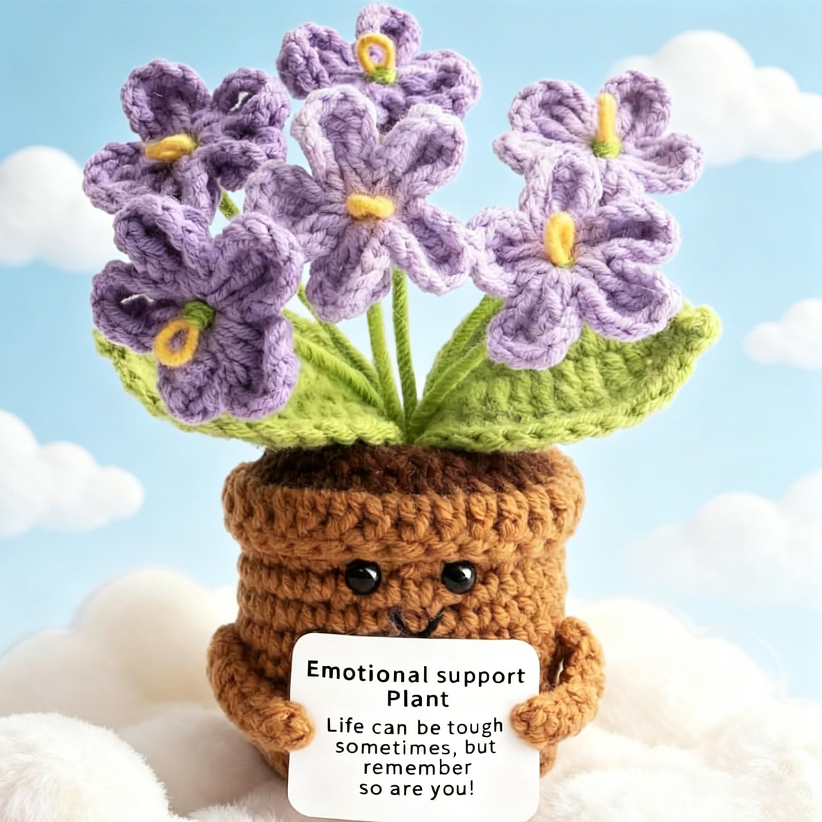 Emotional Support Crochet, Crochet Flowers, Purple Forget-Me-Not Crochet Plant, Emotional Support Plant, Motivational Gifts, Handmade Emotional Support Gift for Home Office Decor, School and Holiday