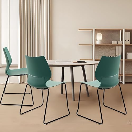 Miniatura 9 de Silla apilable para sala de espera, silla de oficina apilable con soporte lumbar ergonómico y patas de metal, sillas de escritorio de plástico para