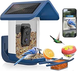 Bird Feeder with Camera Solar Powered : Smart Camera Bird Feeder 2K Live Feed Cam for Outdoor Backyard - AI Identify Auto Capture Videos Pictures, Gifts for Birdlover Mom Dad, 2.4GHz WiFi asin的图片