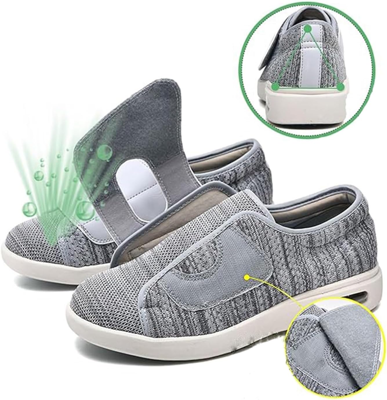 Yytcsjz Mens Adjustable Orthopedic Diabetic Shoes, Elderly Comfort Air Cushion Lightweight Walking Diabetic Edema Shoes, Lightweight Hospital Arthritis Orthopaedic, for Swollen Feet, Relief