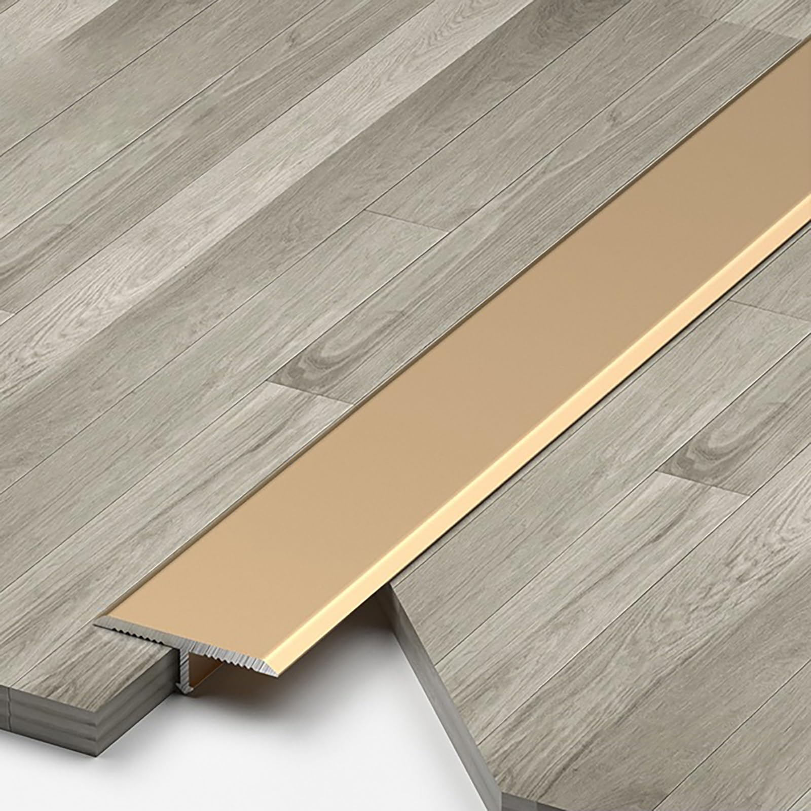 Raouoae 3-Pack Aluminum T-Shaped Floor Transition Strips For Door Edges - 90cm Uneven Floor Covers & Gap Fillers - Perfect For Seamless Flooring & Home Renovation(Gold,Breite: 6mm)