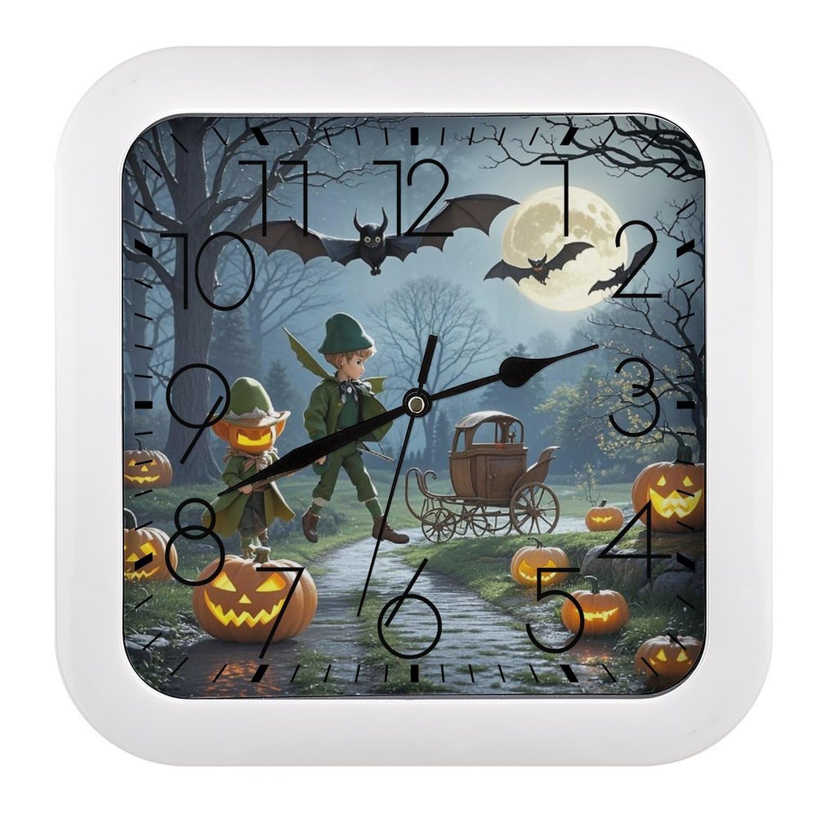 LZQPOEAS Dead Tree Pumpkin Carriage Wall Clock Fashionable Versatile Silent Wall Clock Simple Elegant Non Ticking Analog Clocks Easy to Install Square Modern Clocks for Home Decoration