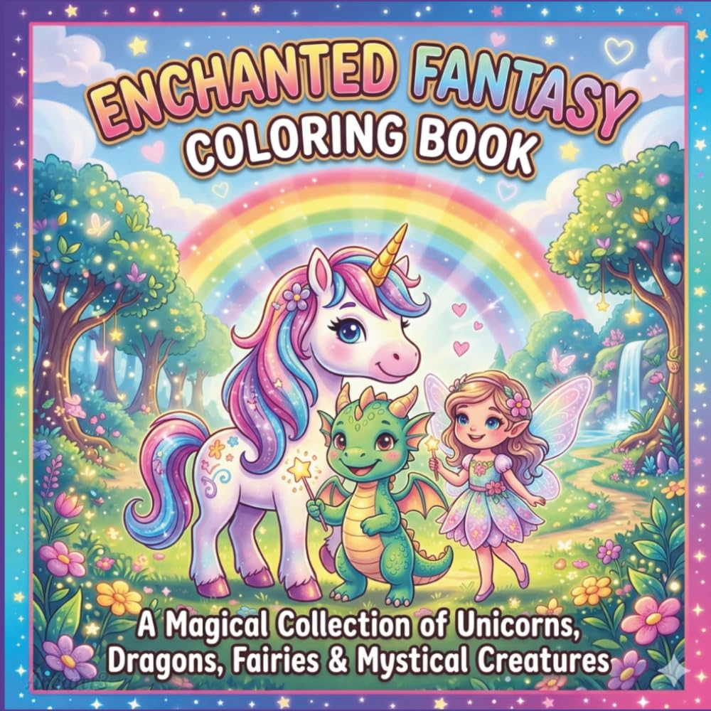 Enchanted Fantasy Coloring Book for Kids Ages 4–8: Unicorns, Dragons, Fairies & Magical Creatures | Cute & Easy Relaxing