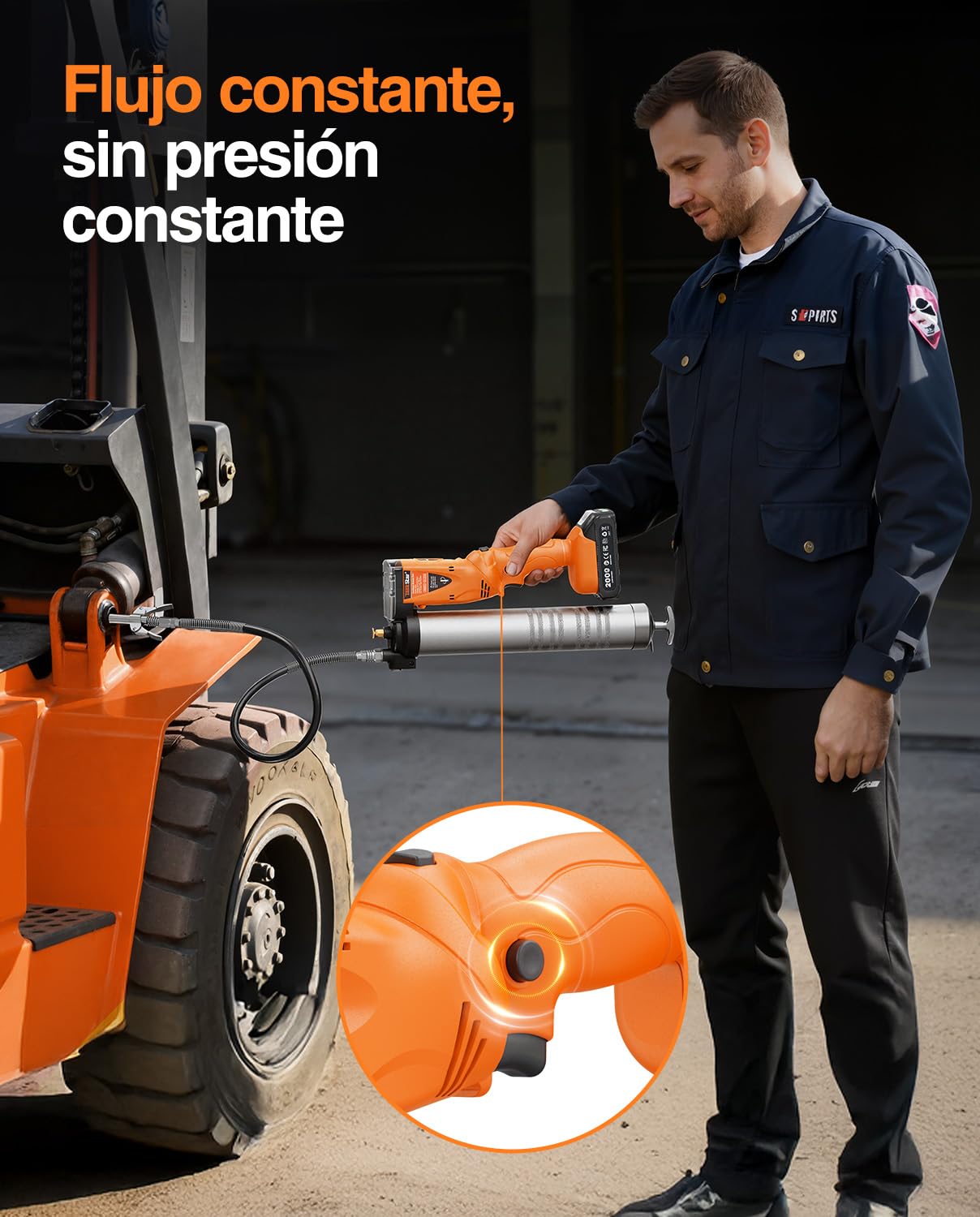 TaskStar 2-en-1 Engrasadora Bateria: 10000 PSI Pistola de Engrasar Eléctrica con 2 Baterías, Manguera de 39.4", 3 Engrasadores, Ideal para Maquinaria Pesada, como Tractores