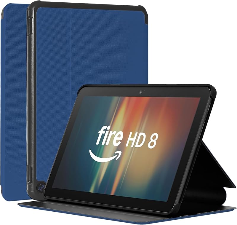 Tablet Case Fits 8 inch Tablet,Slim Soft TPU Back Smart Magnetic Stand Protective Cover,[Sleep/Wake](2024/2022/2020 Release)(Incompatible with iPad Samsung TCL 8inch Tablet) (Dark Blue)