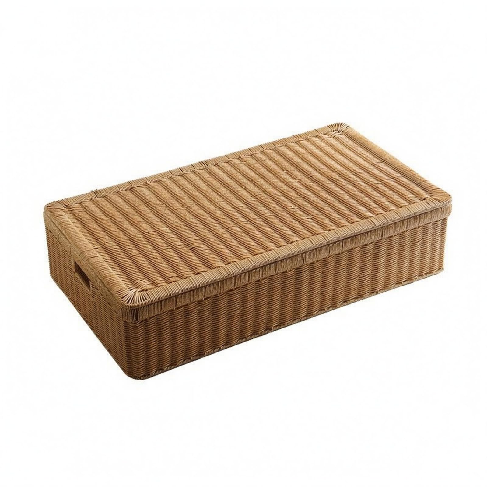 rockible Organizer sotto Letto con Coperchio Plastica Intrecciata Scatola Portaoggetti Sottoletto Salvaspazio Box Sottoletto con Manici per Spazi, 75x41x18 CM