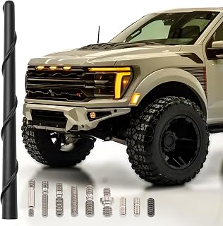 Votex 8" Short Rubber Black Antenna Kit for Cars Trucks SUVs - Flexible Durable Copper Coil Superior Reception Stainless Steel Easy Install