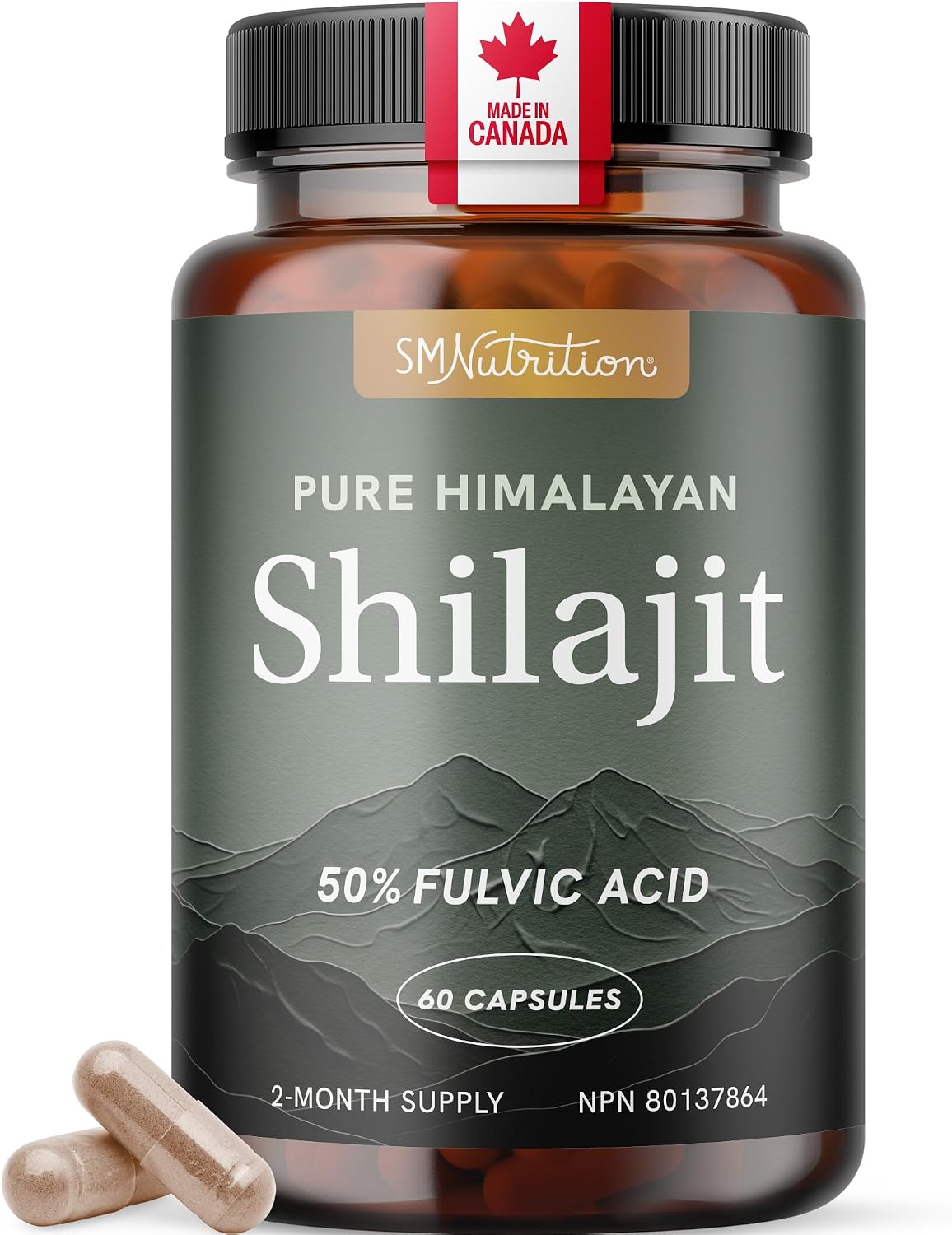 Shilajit 500MG | Pure Himalayan Shilajit for Men & Women | 50% Fulvic Acid | High Strength Energy, Antioxidant, Stamina & Vitality Support with Fulvic Acid for Women & Men | Made in Canada | 60 Ct