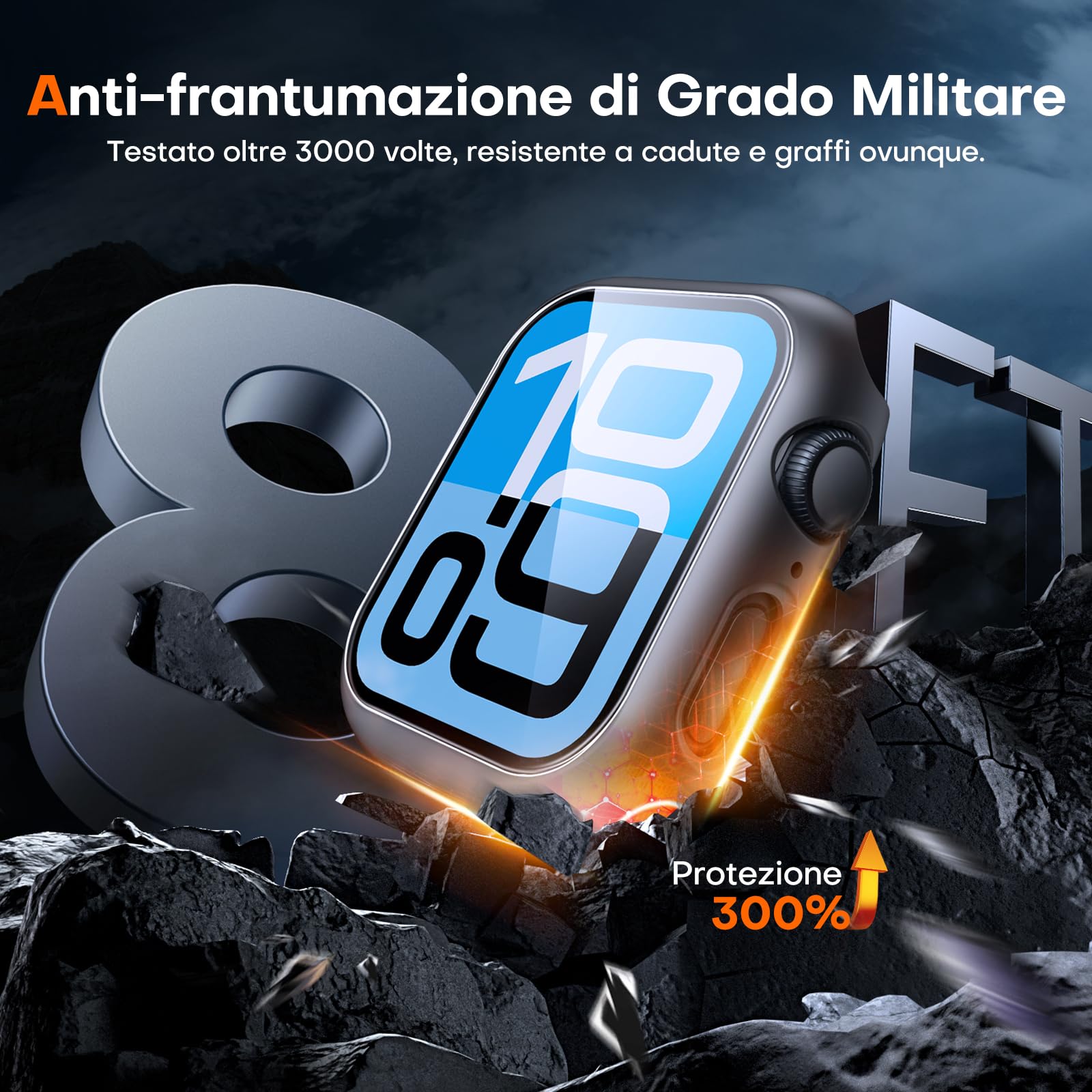 TAURI 2 Pezzi Cover PC Compatibile con Apple Watch SE 3/2/1/ Series 6 5 4 44mm, 9H in Vetro Temperato [Tocco Sensibile][HD Clear] Sottile Rigida Custodia per iWatch 44mm - Trasparente+Nero