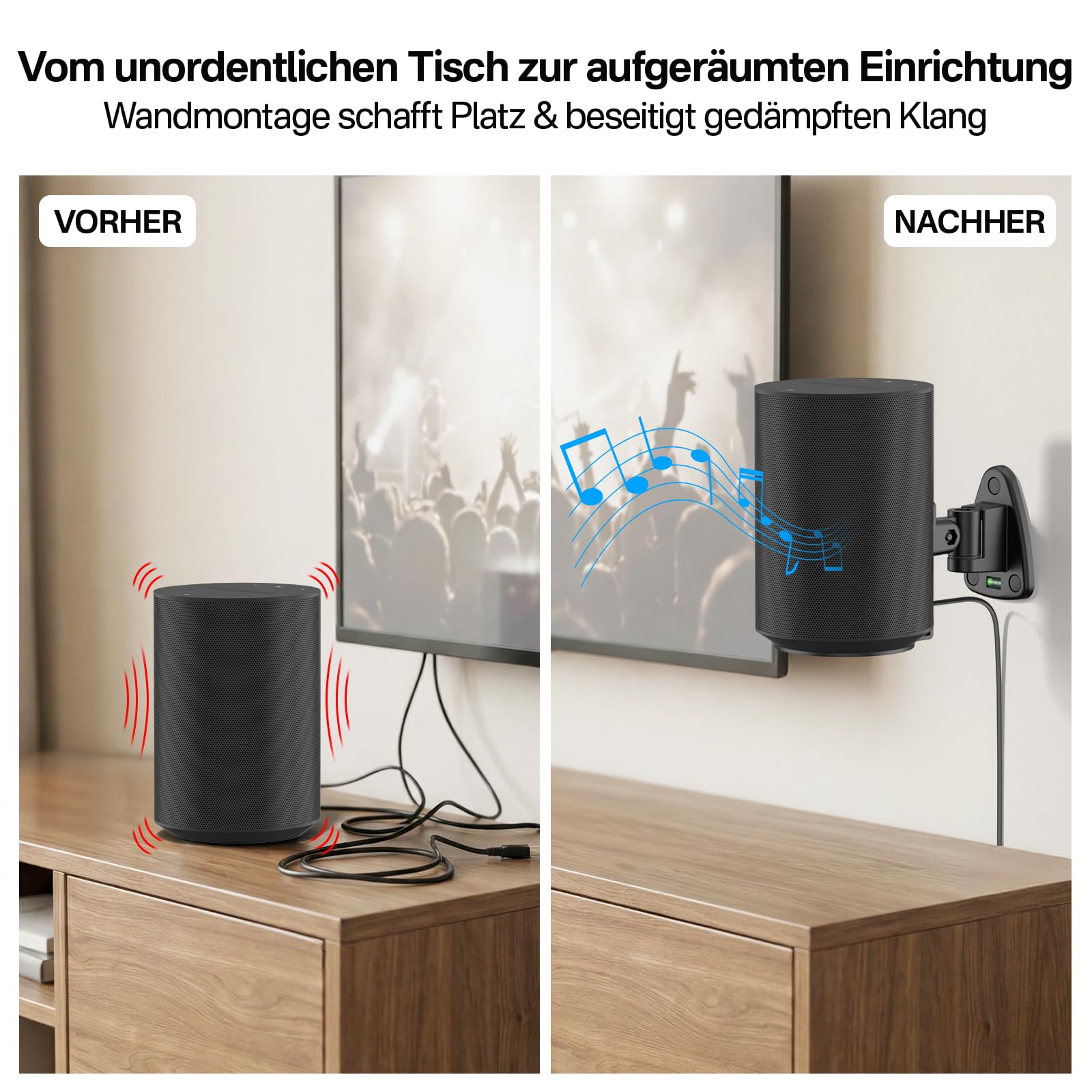 Supporto per altoparlanti Sonos Era 100 da parete, supporto per altoparlanti inclinabile e orientabile per supporto Sonos Era 100, resistente supporto da parete per altoparlanti fino a 10 kg, coppia